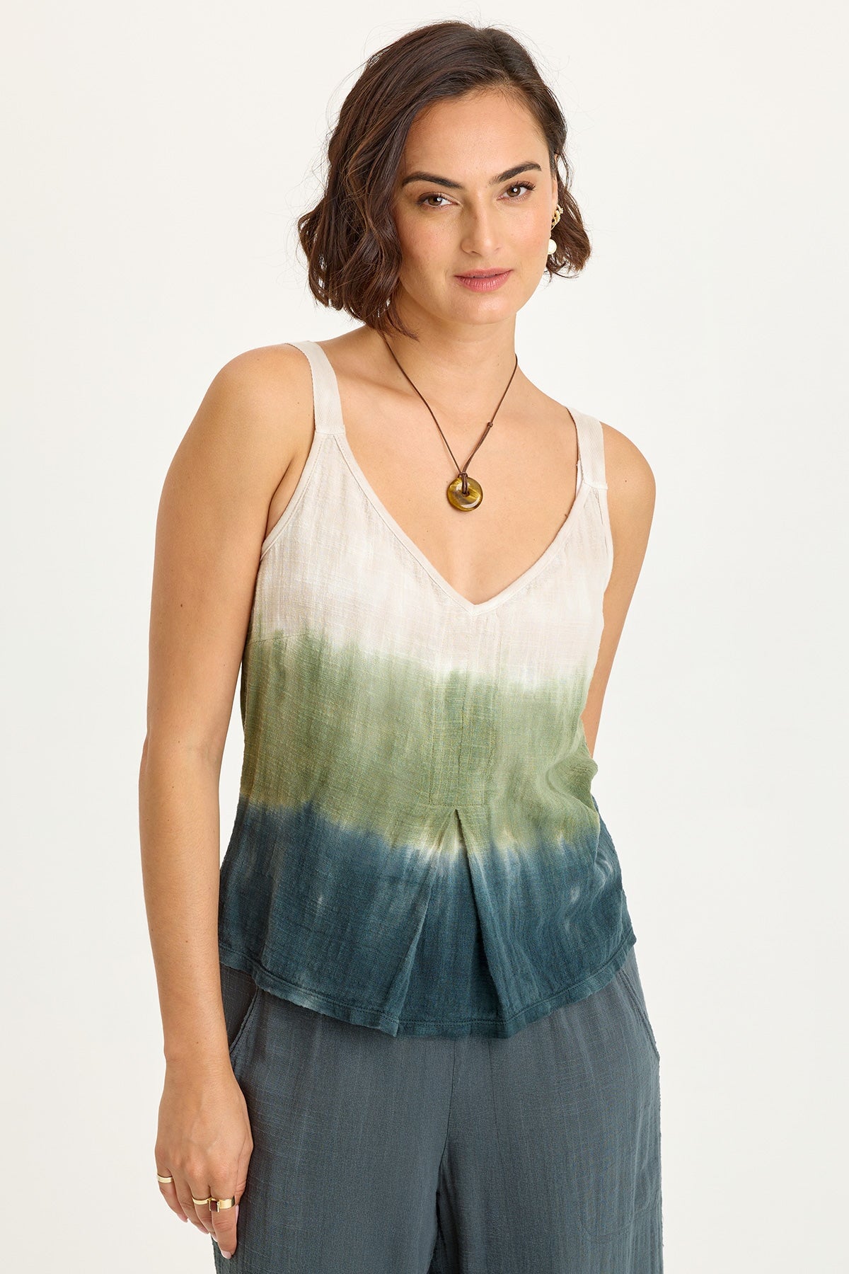 Wearables Hedley Gauze/Jersey Box Pleat Tank 