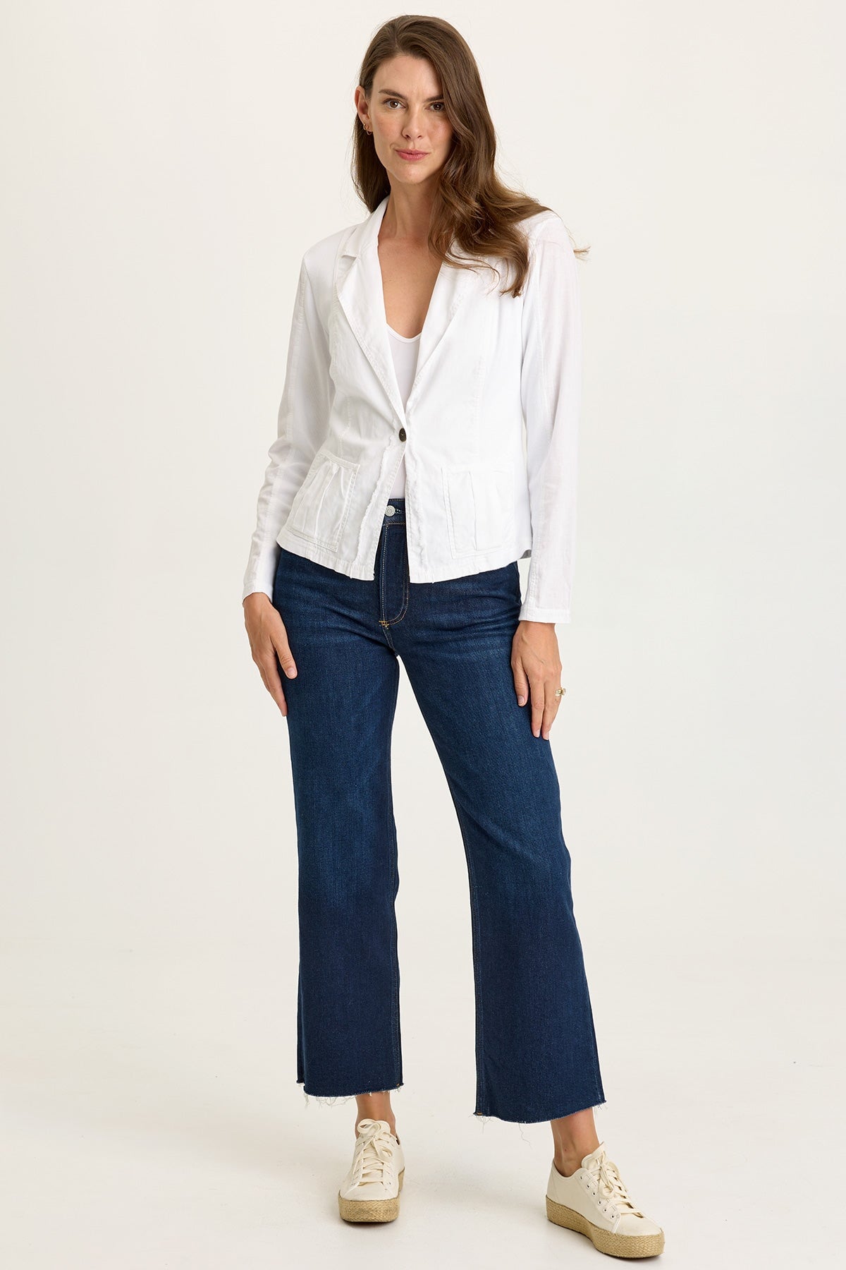 Wearables Brax Cotton Linen One-Button Blazer