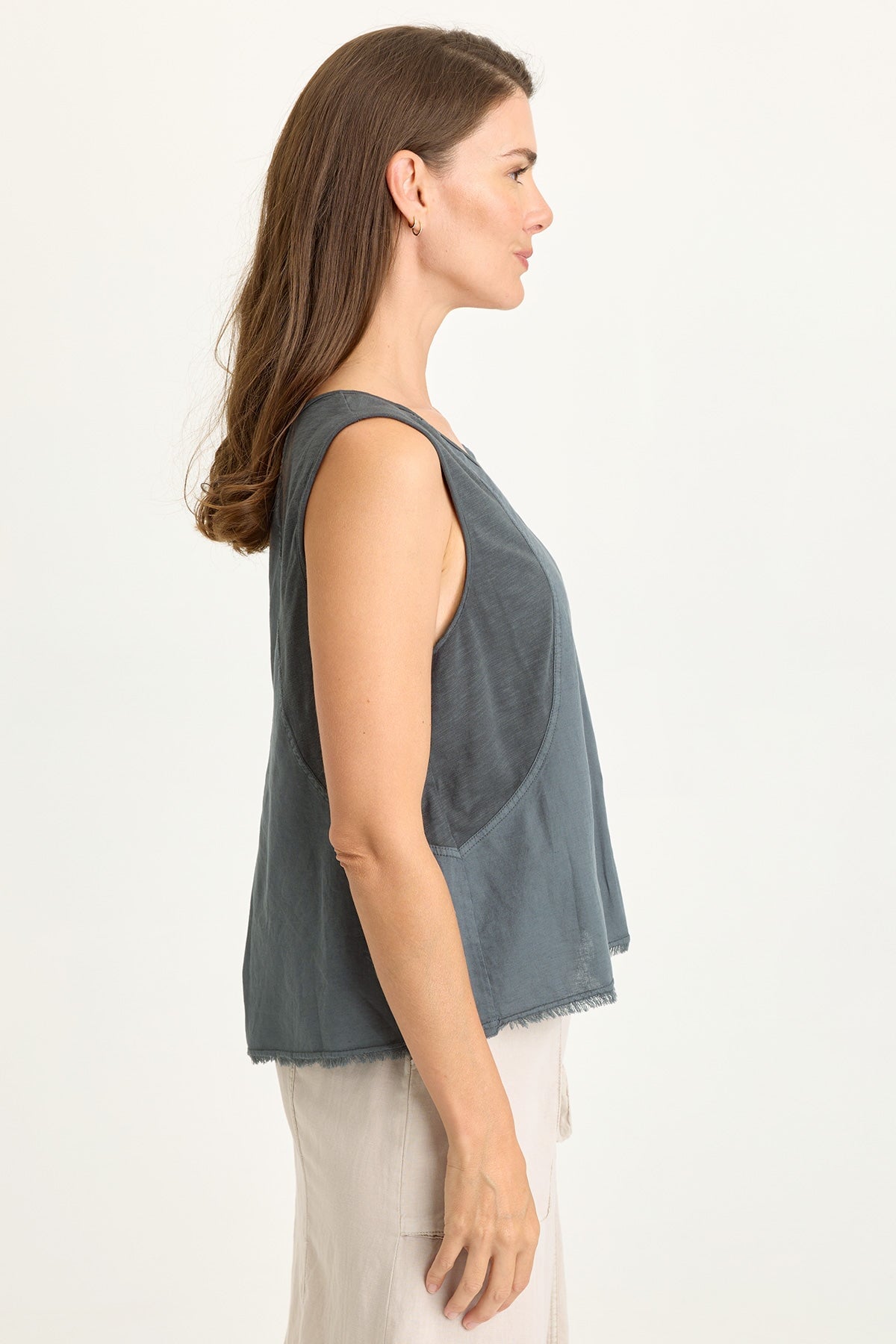 Wearables Mazie Linen/Jersey V-Neck Tank 