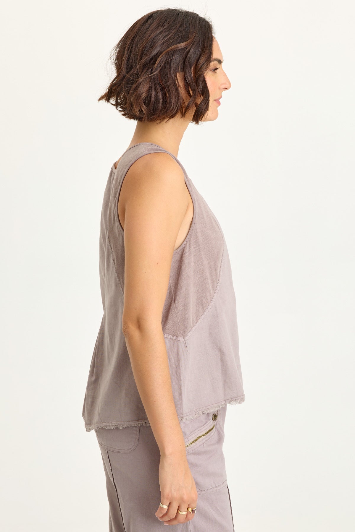 Wearables Mazie Linen/Jersey V-Neck Tank 