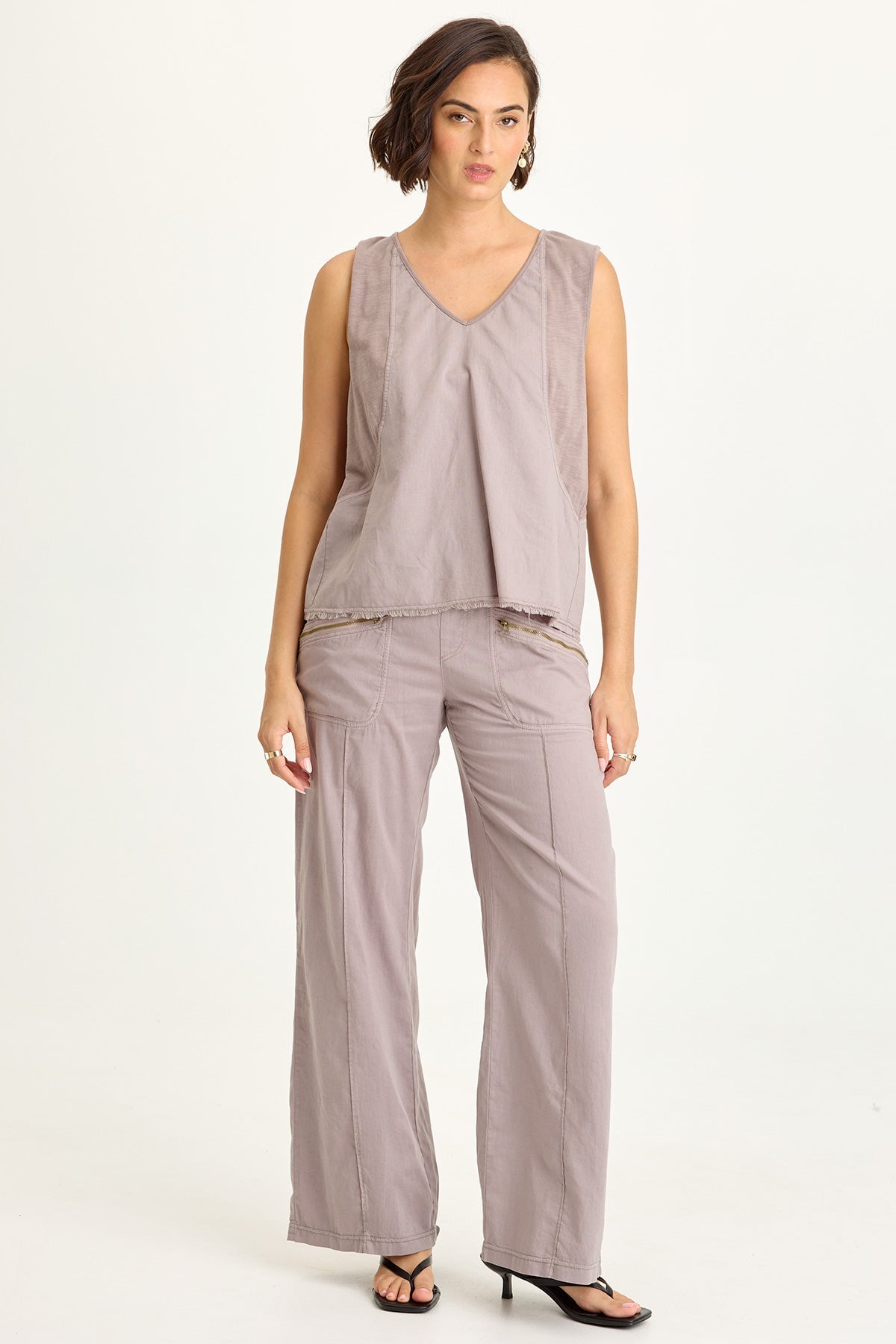 パンツ cvtvlist USUAL zip sarouel pants OSK Wearables Torryn Cotton Linen Zipper Pockets Pull-On Pant