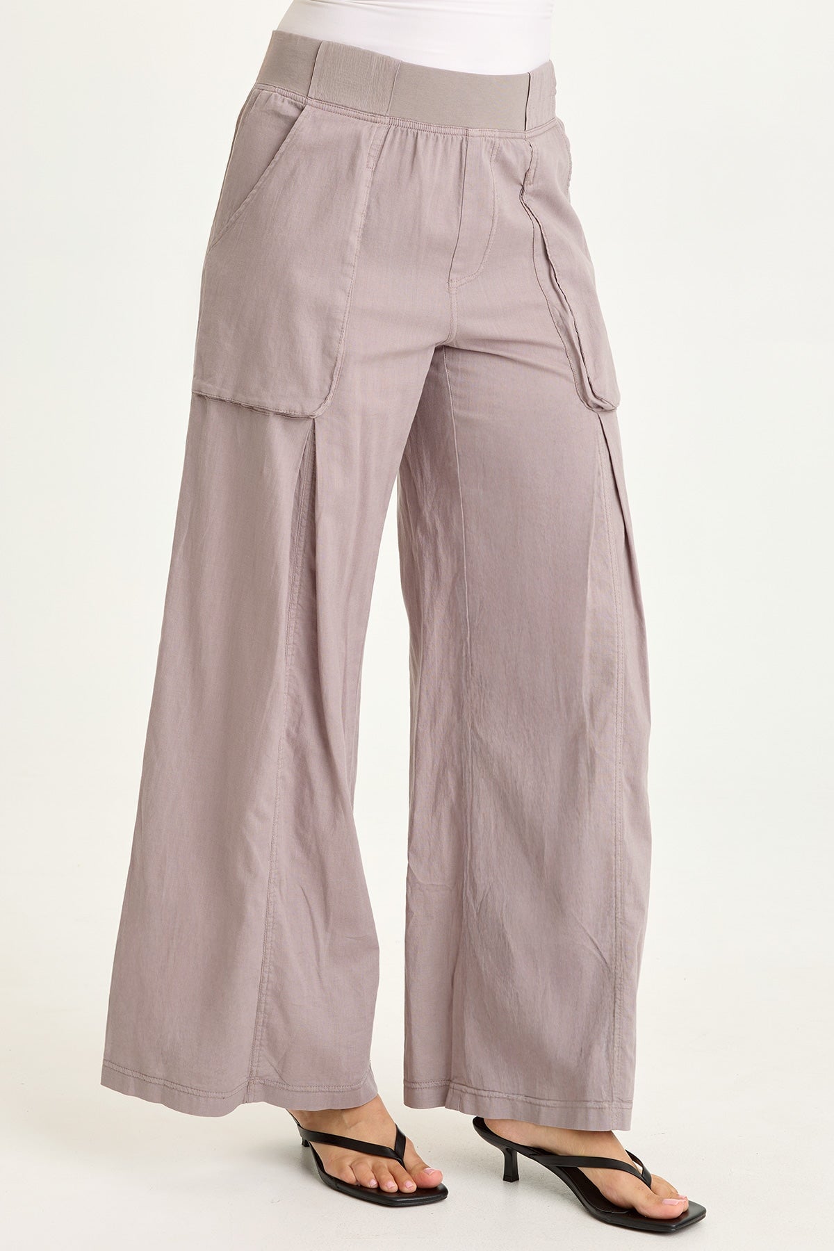 Wearables Charli Cotton Linen Inverted Box Pleats Pull-On Wide Leg
