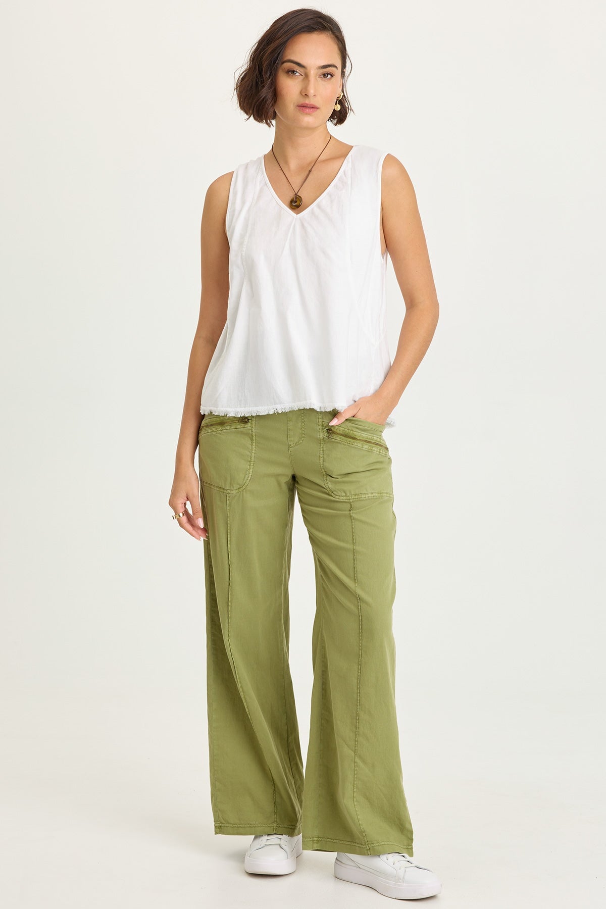 Wearables Torryn Cotton Linen Zipper Pockets Pull-On Pant