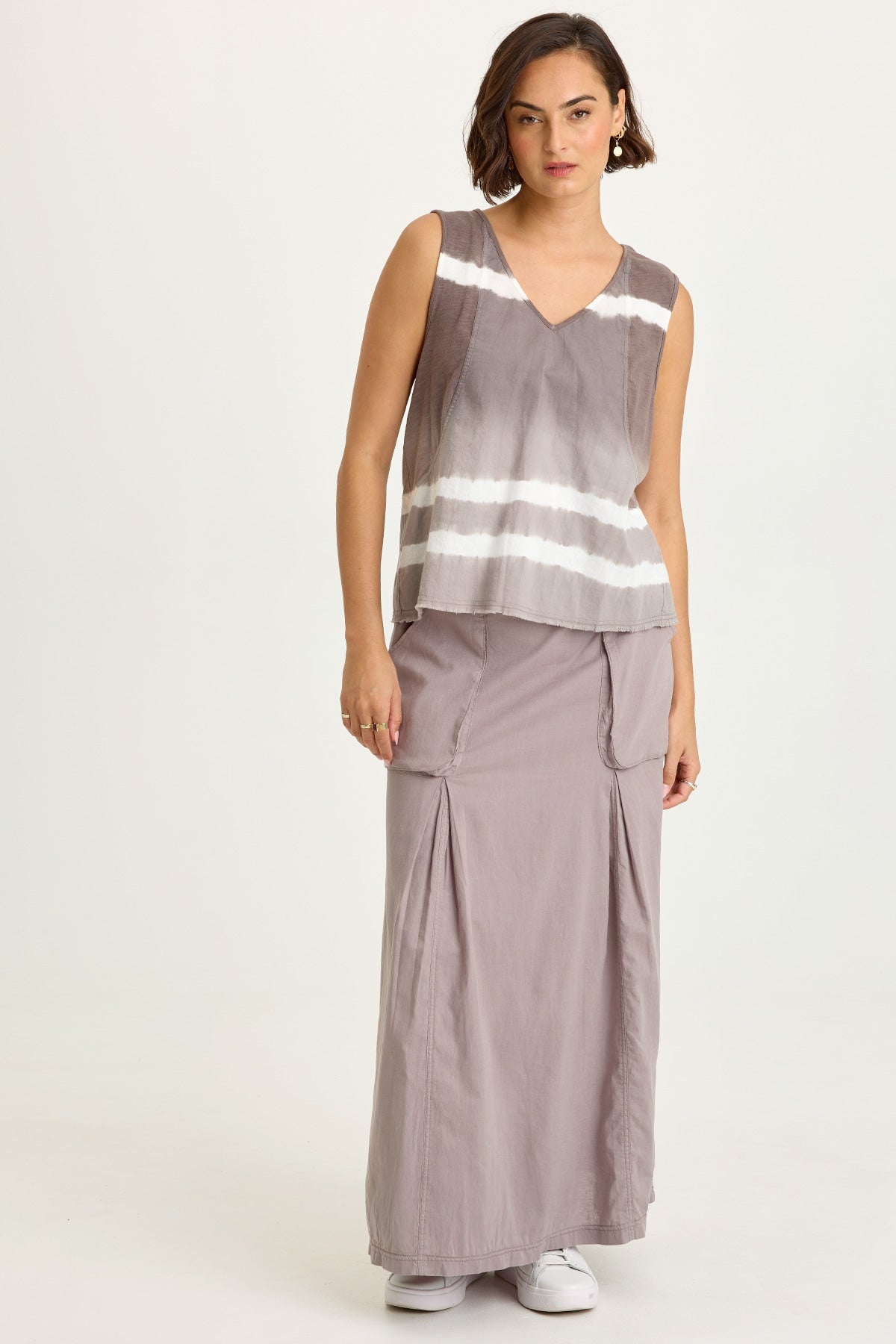 Wearables Mazie Linen/Jersey V-Neck Tank 