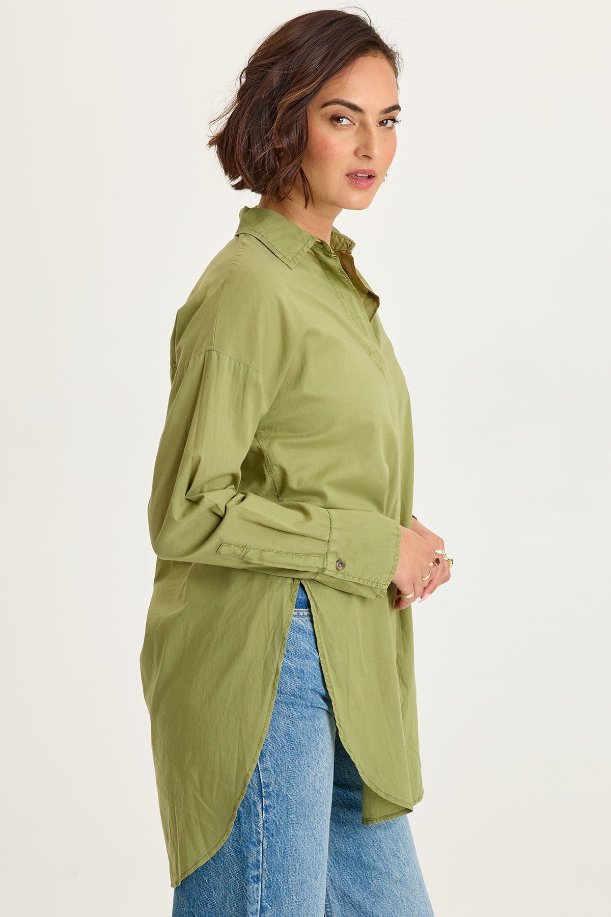 Wearables Ellard Voile High-Low Button-Up Blouse 