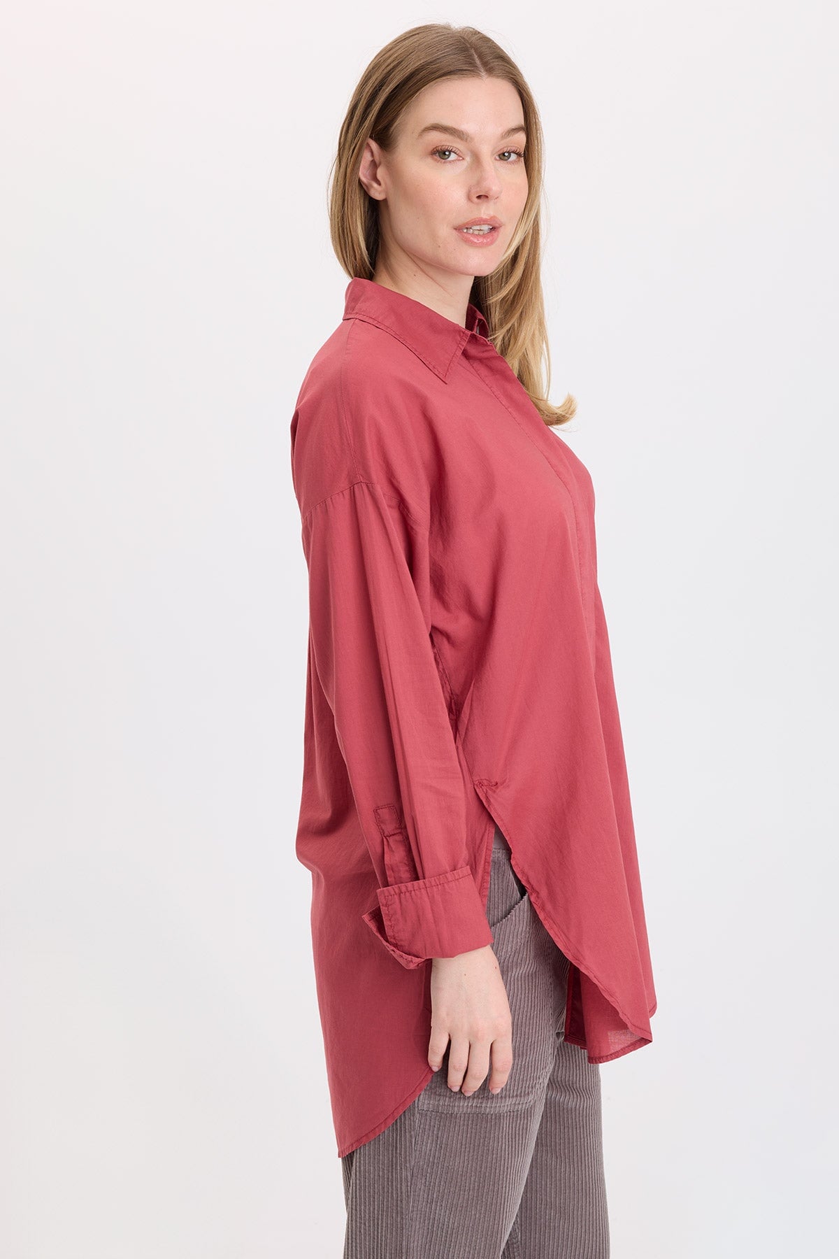 Wearables Ellard Voile High-Low Button-Up Blouse 