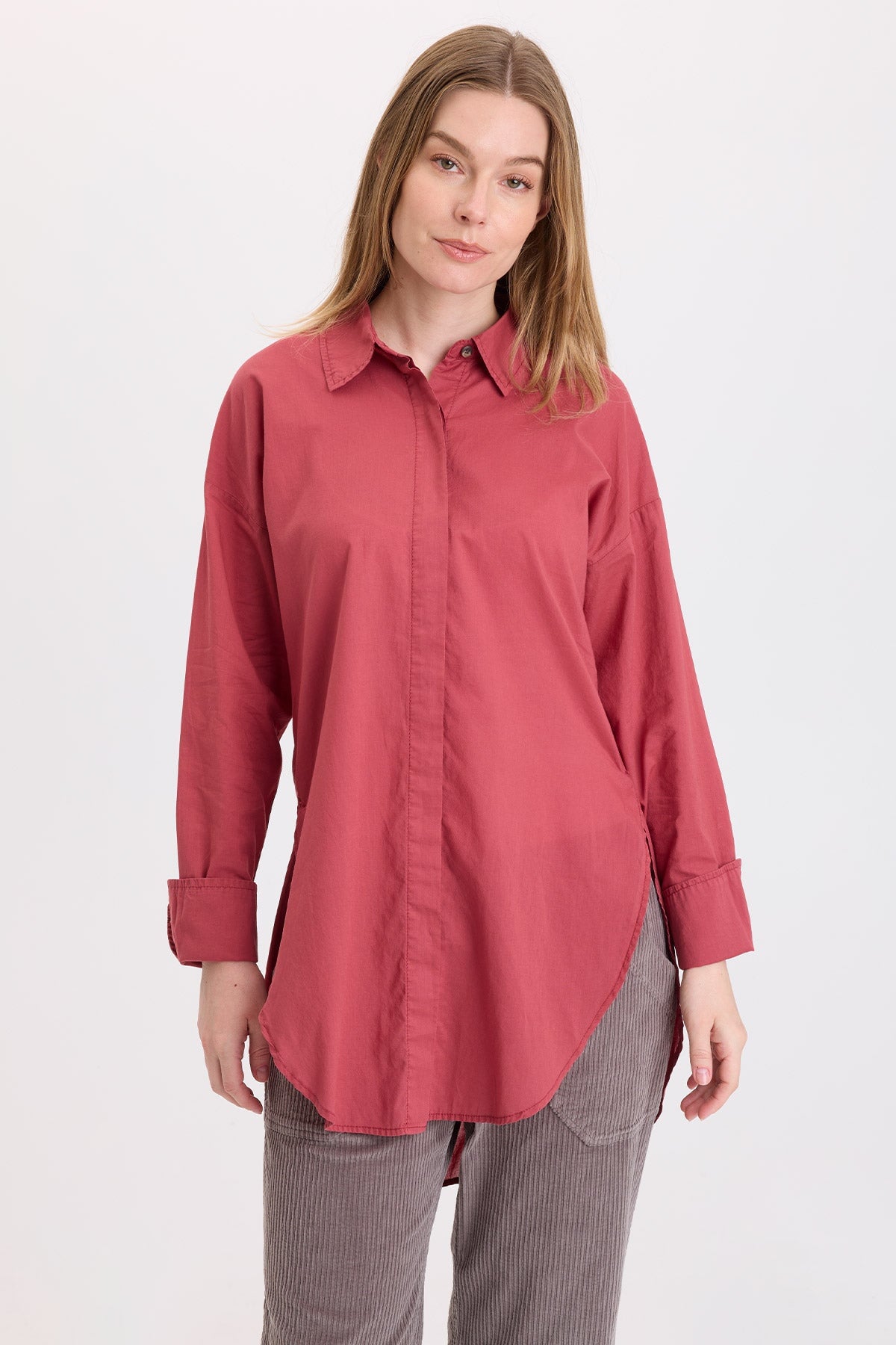 Wearables Ellard Voile High-Low Button-Up Blouse 