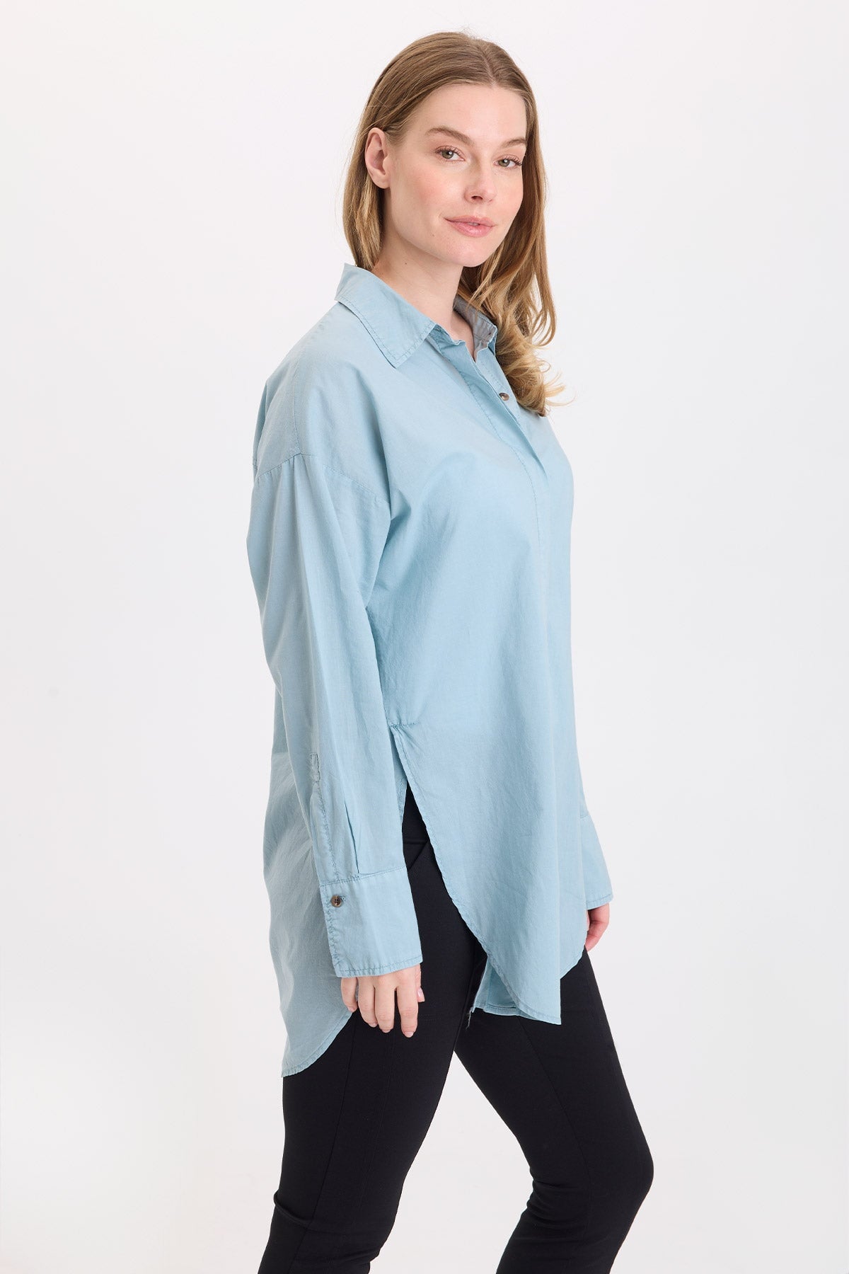 Wearables Ellard Voile High-Low Button-Up Blouse 