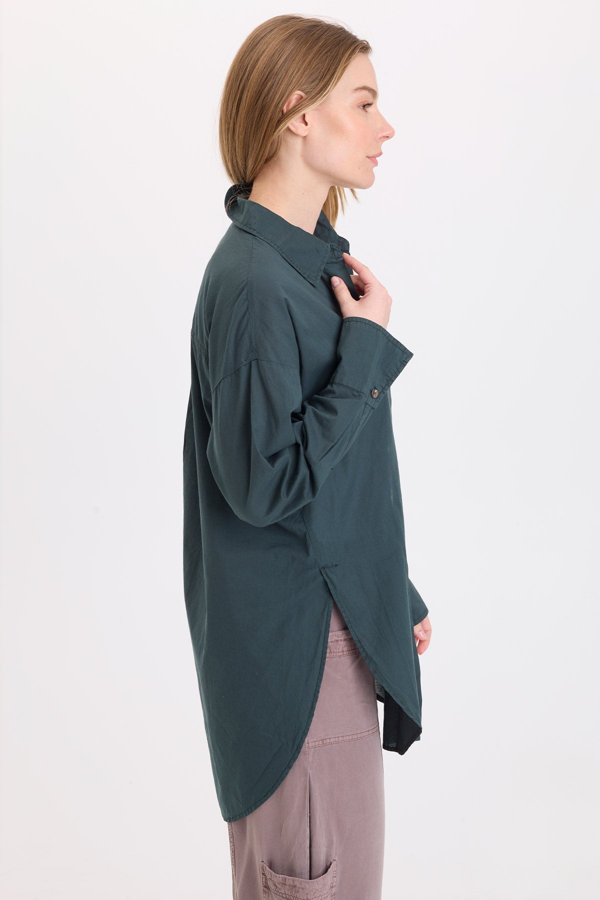 Wearables Ellard Voile High-Low Button-Up Blouse 