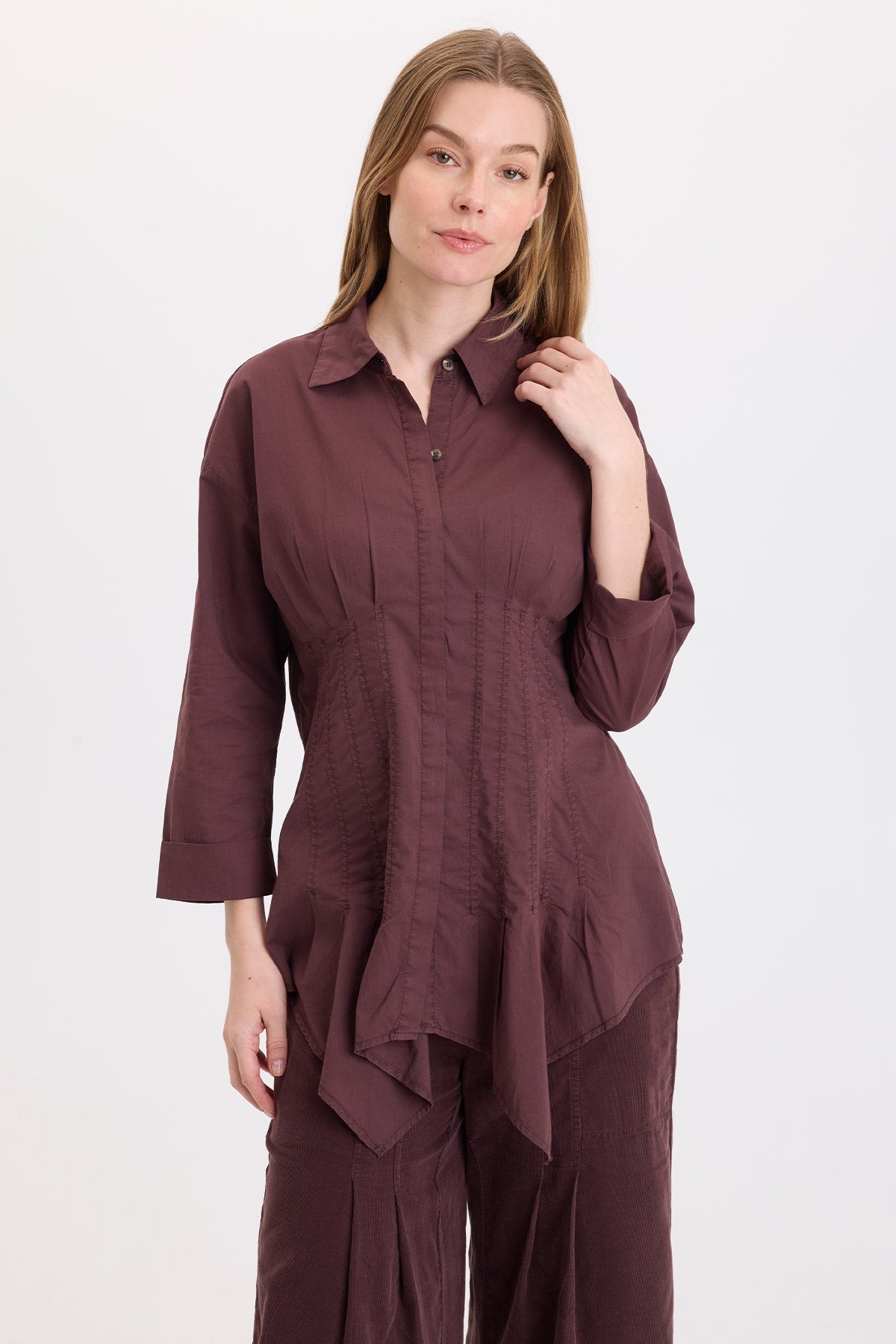 Wearables Ashlan Voile Sharkbite Blouse 