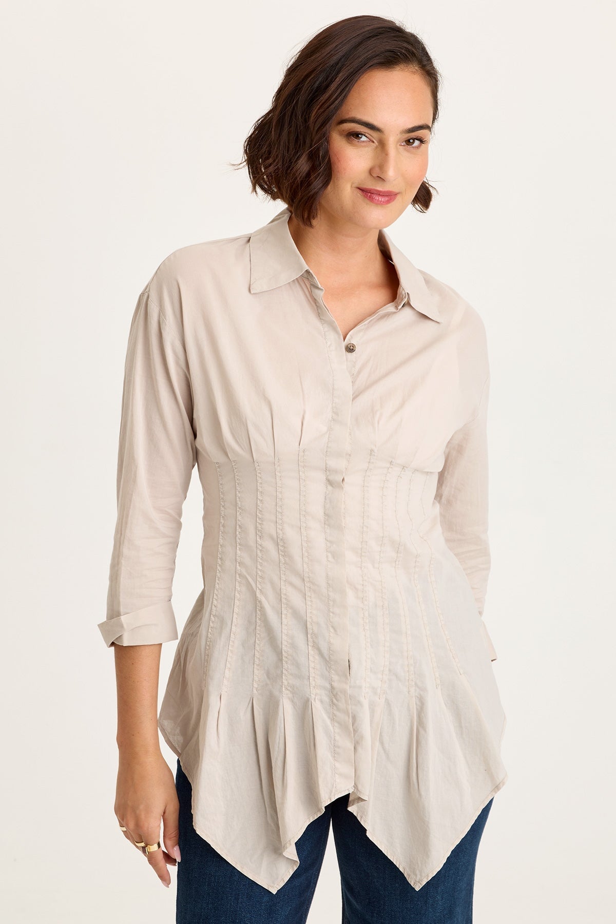 Wearables Ashlan Voile Sharkbite Blouse 