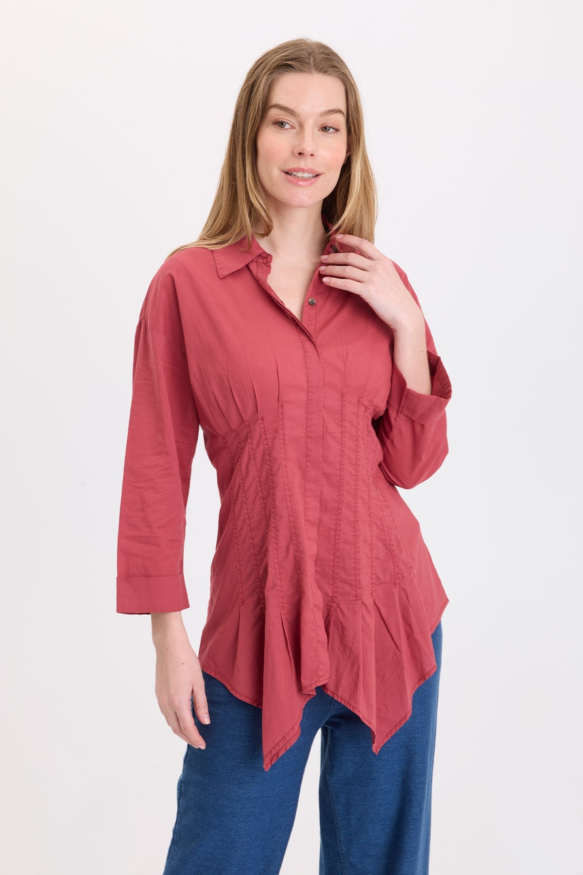 Wearables Ashlan Voile Sharkbite Blouse 