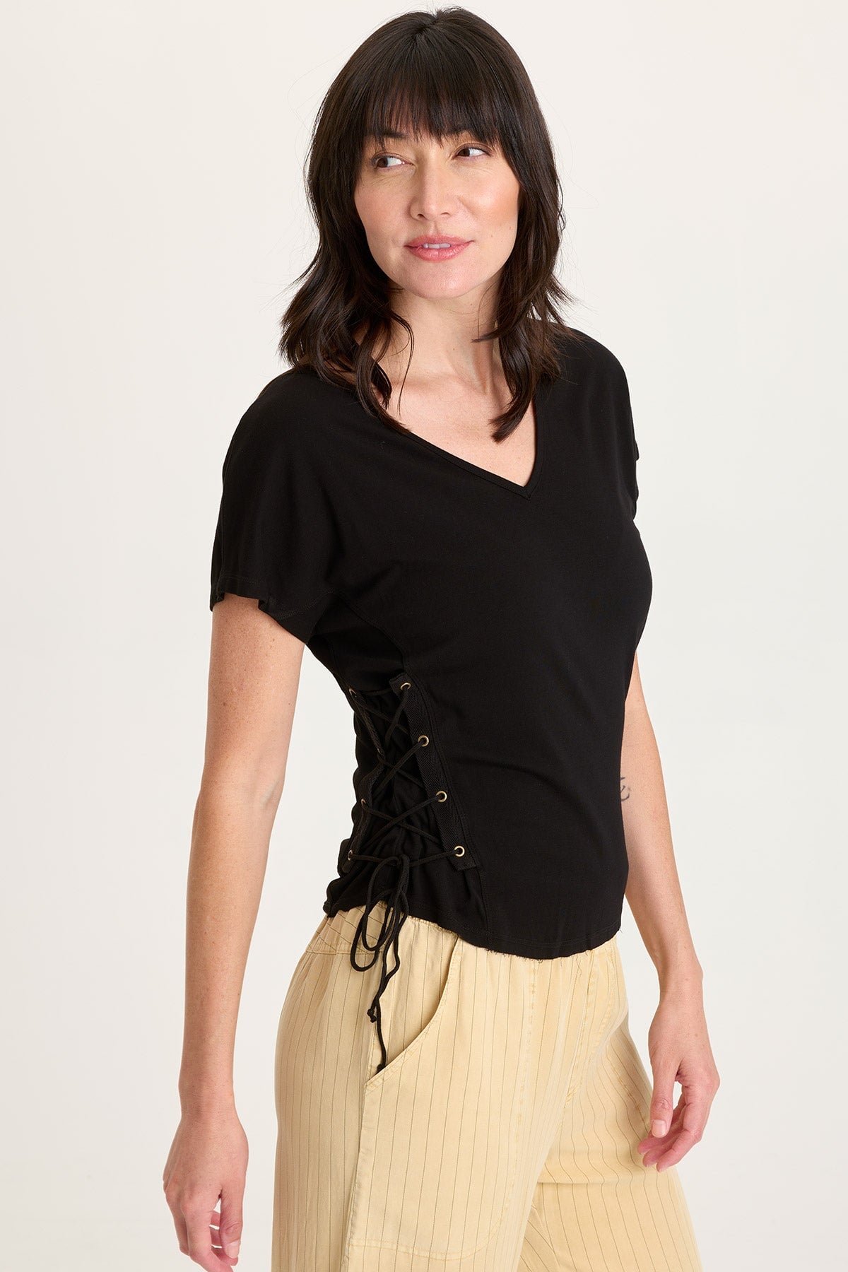 XCVI Sandro Jersey Lace-Up Top 