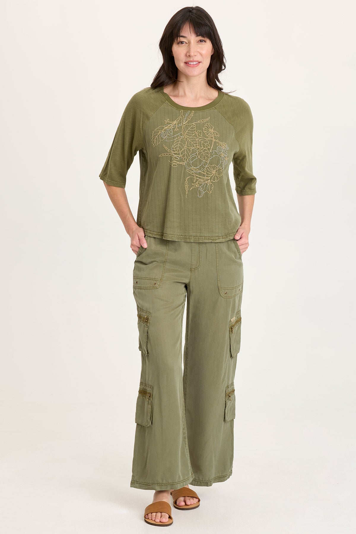 XCVI Jory Embroidered Pinstripe Raglan Top 