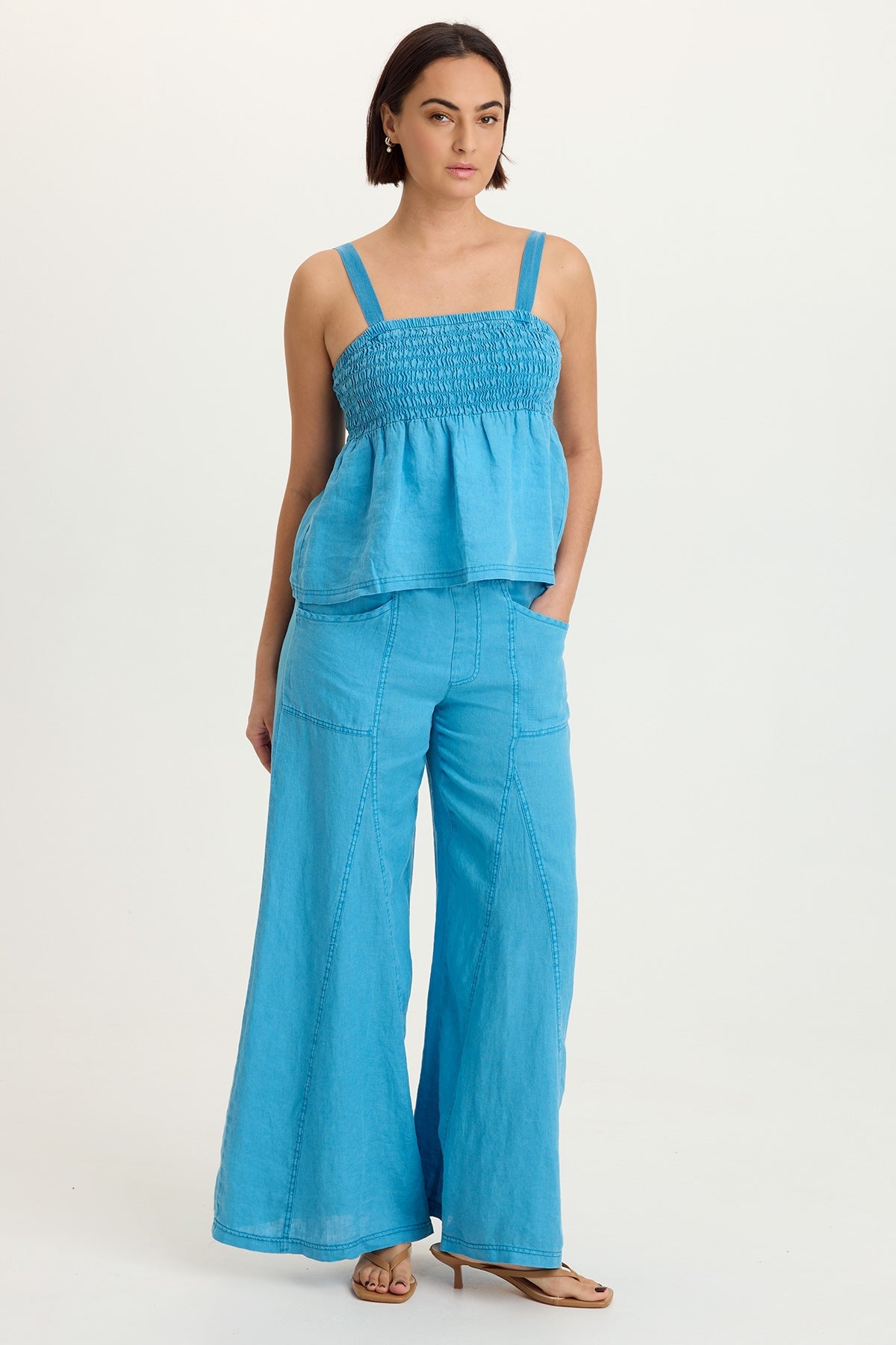 XCVI Katina Linen Smocked Tank 