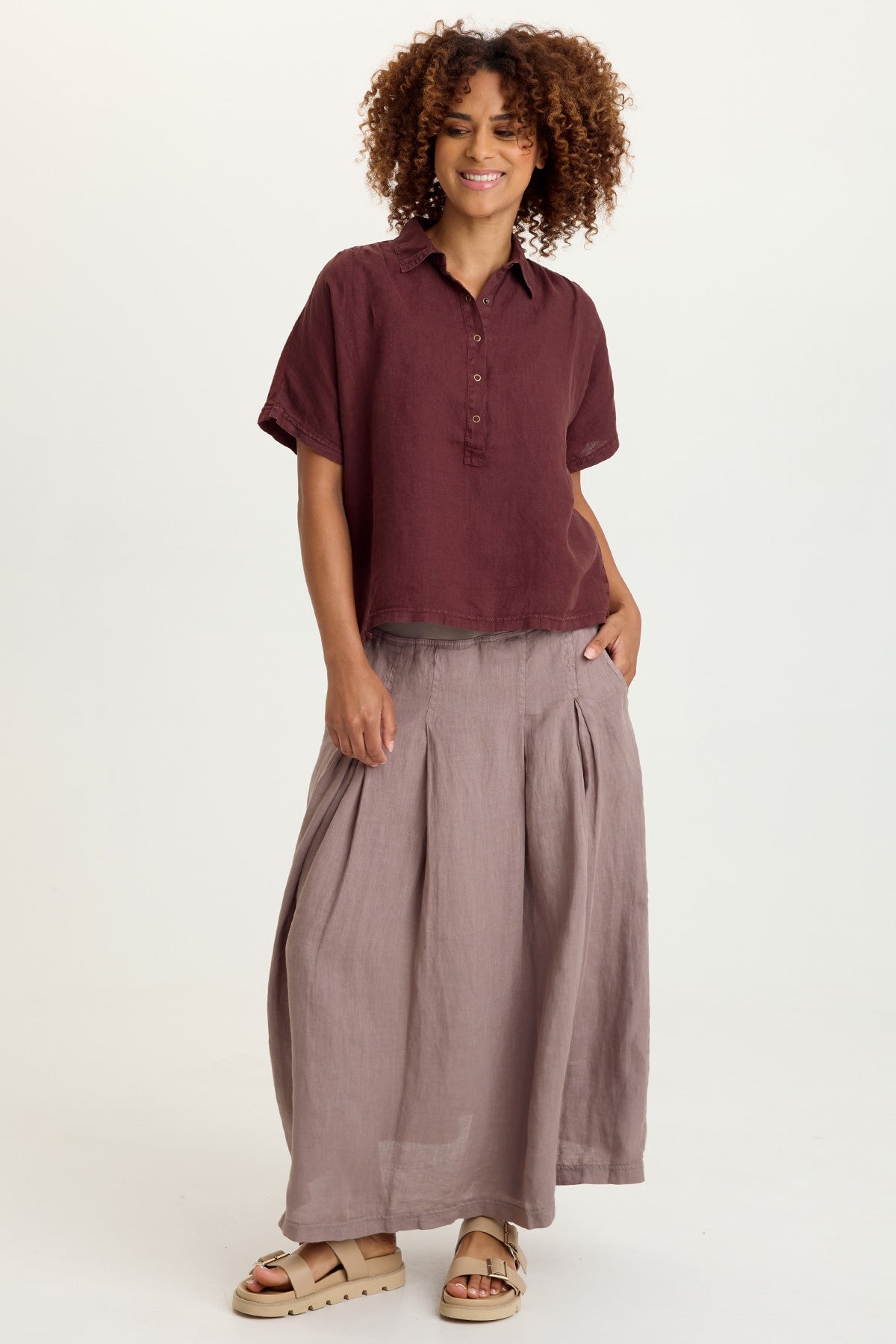 XCVI Quilla Linen Collared Top 