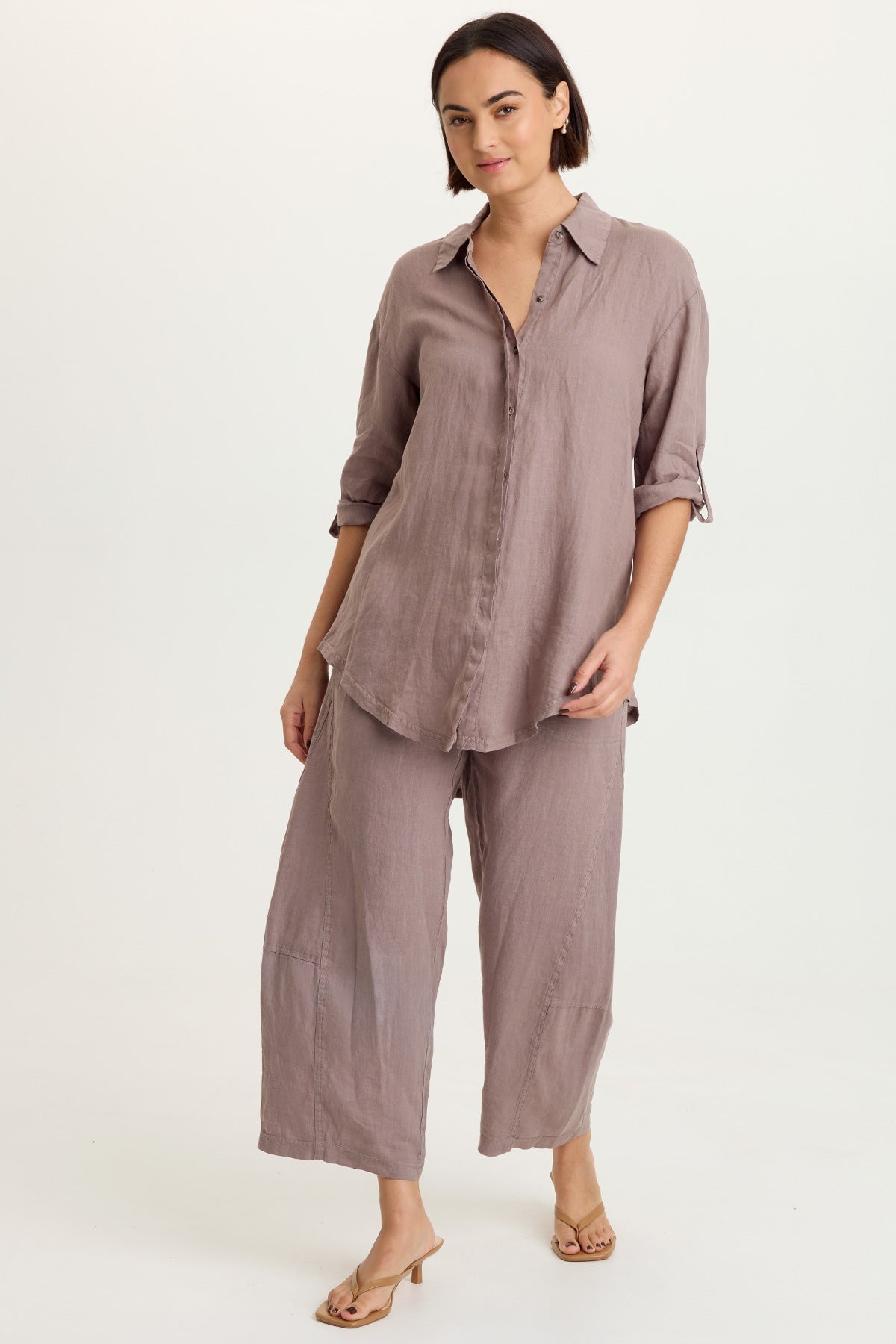 XCVI Moira Linen Hi-Lo Button-Up Top 