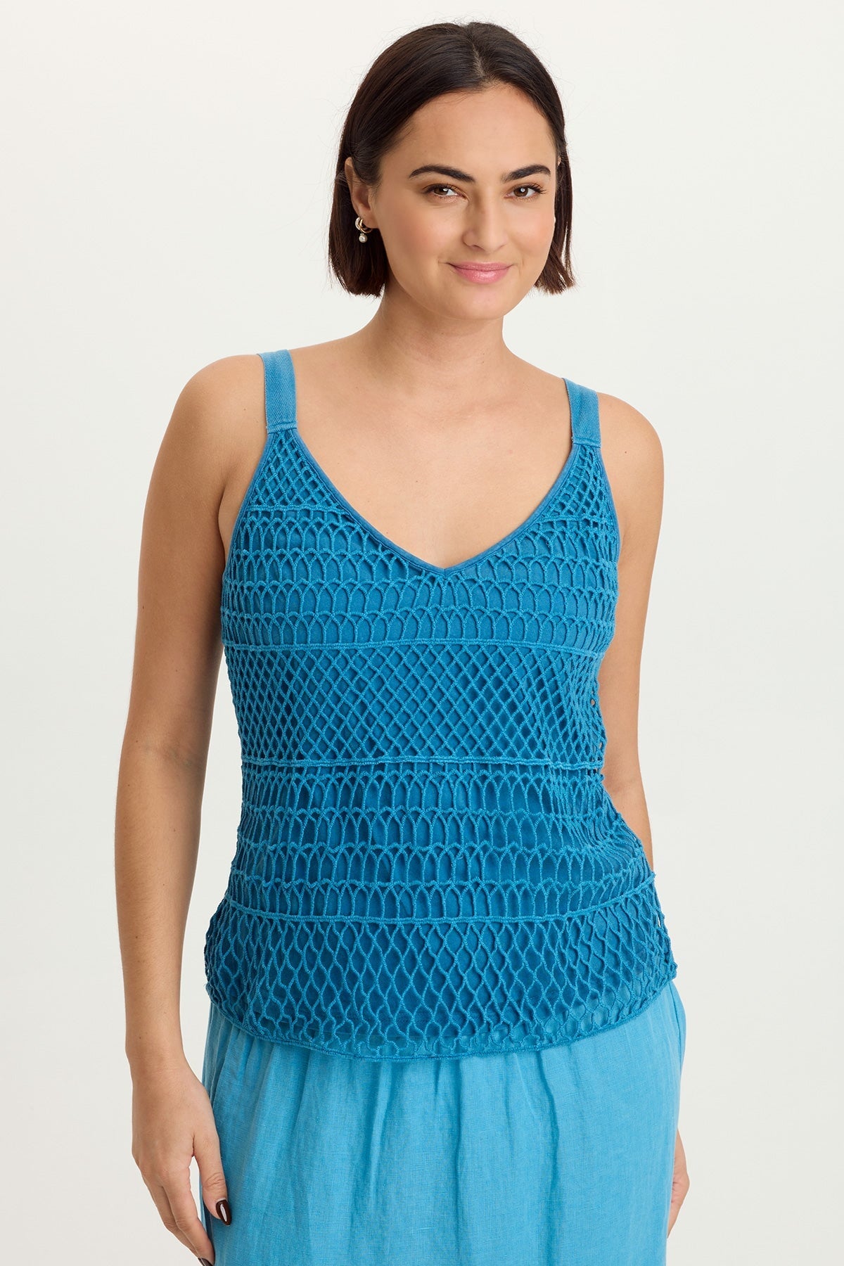 XCVI Shire Jersey-Lined Crochet Tank 