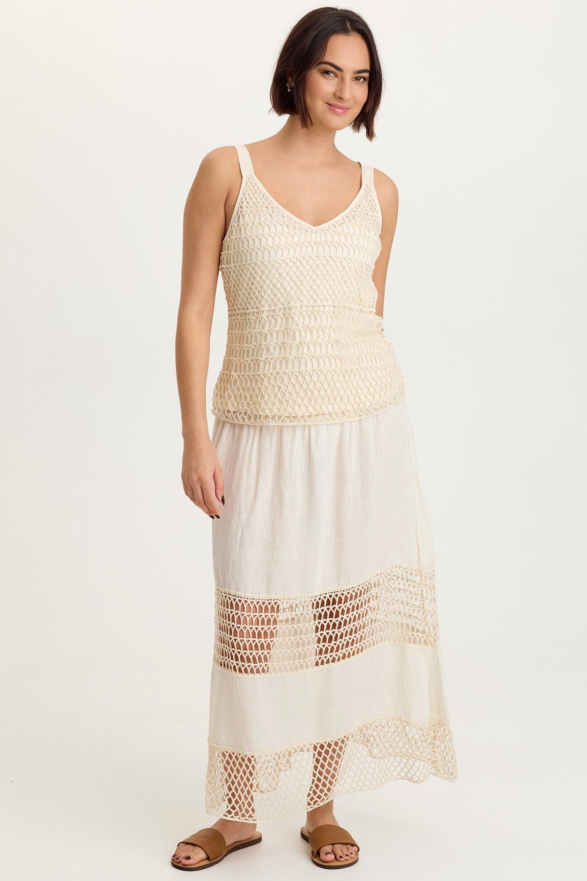 Shire Jersey-Lined 100% Cotton Crochet Tank