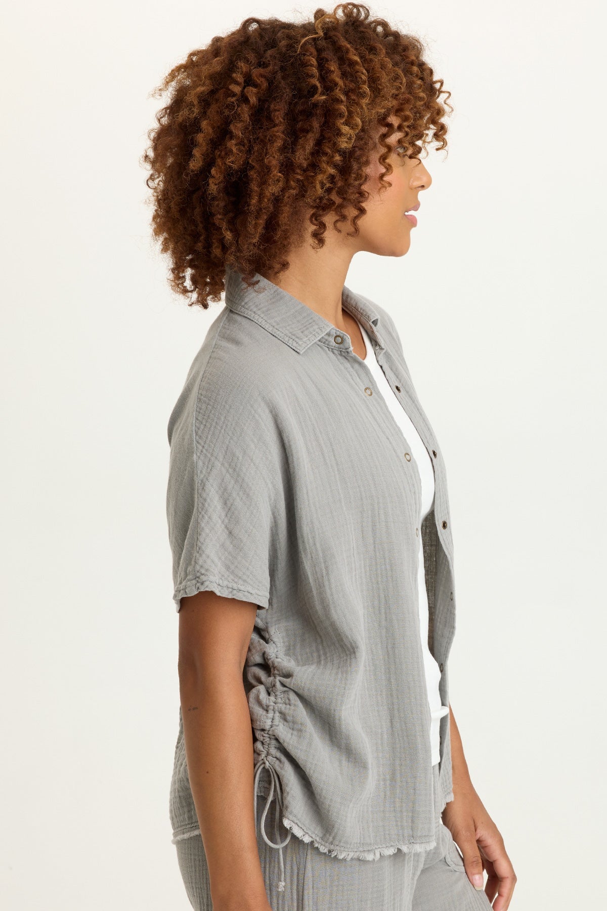 XCVI Creston Gauze Snap-Up Top 