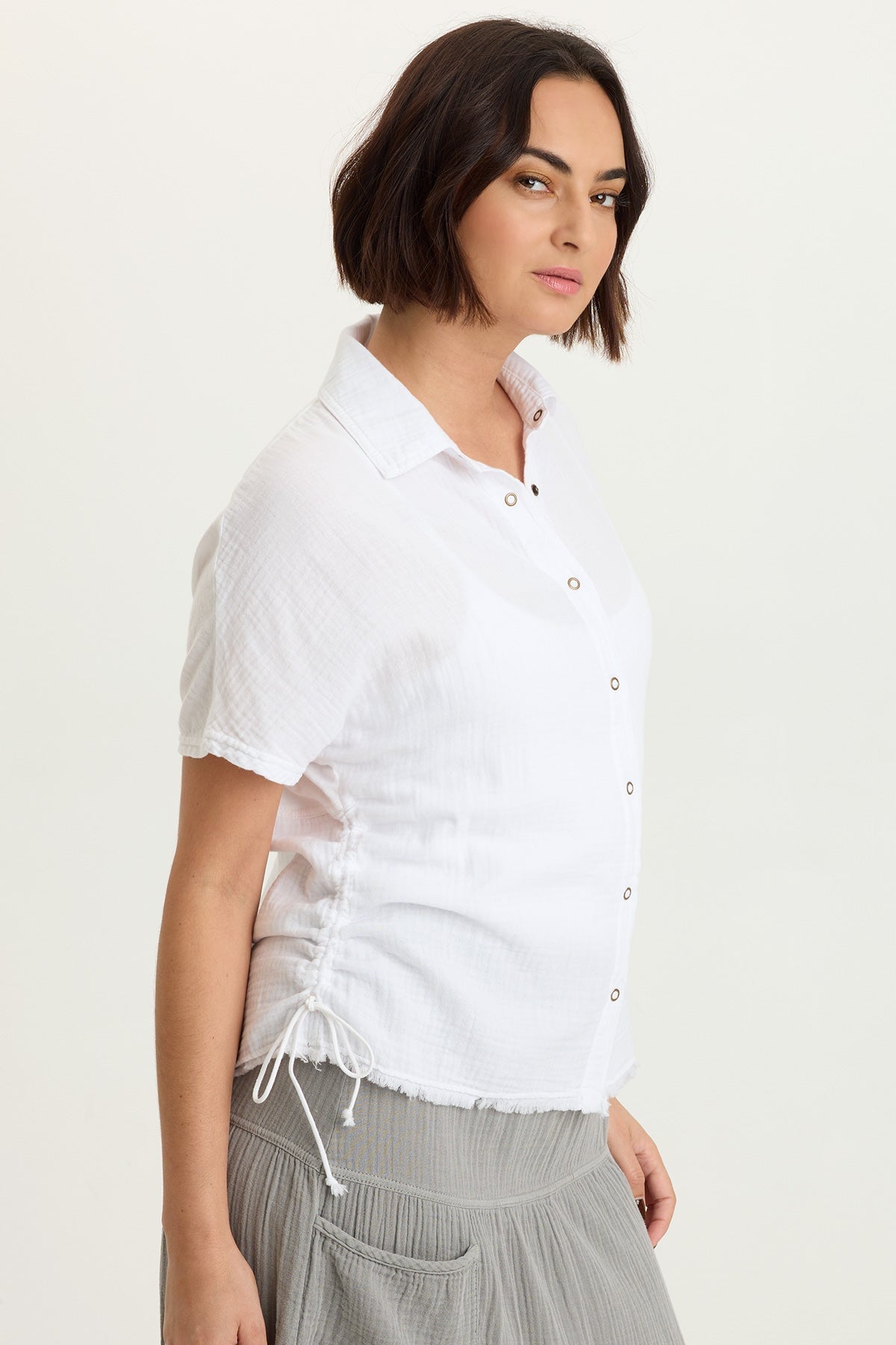 XCVI Creston Gauze Snap-Up Top 