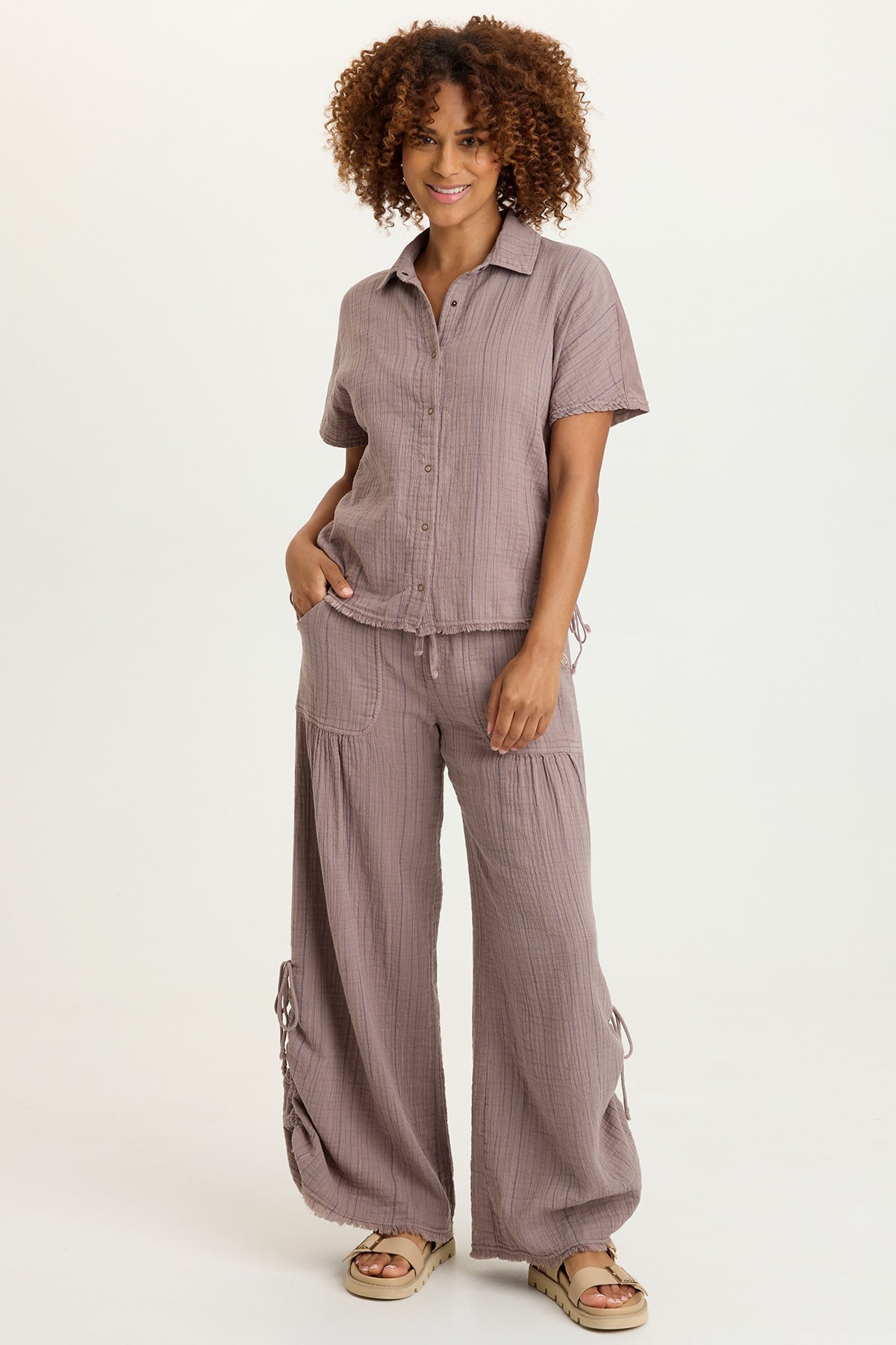 XCVI Creston Striped Gauze Top 