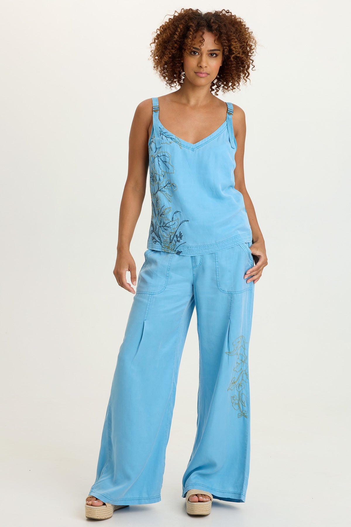 XCVI Embroidered Faizon Twill Tank 