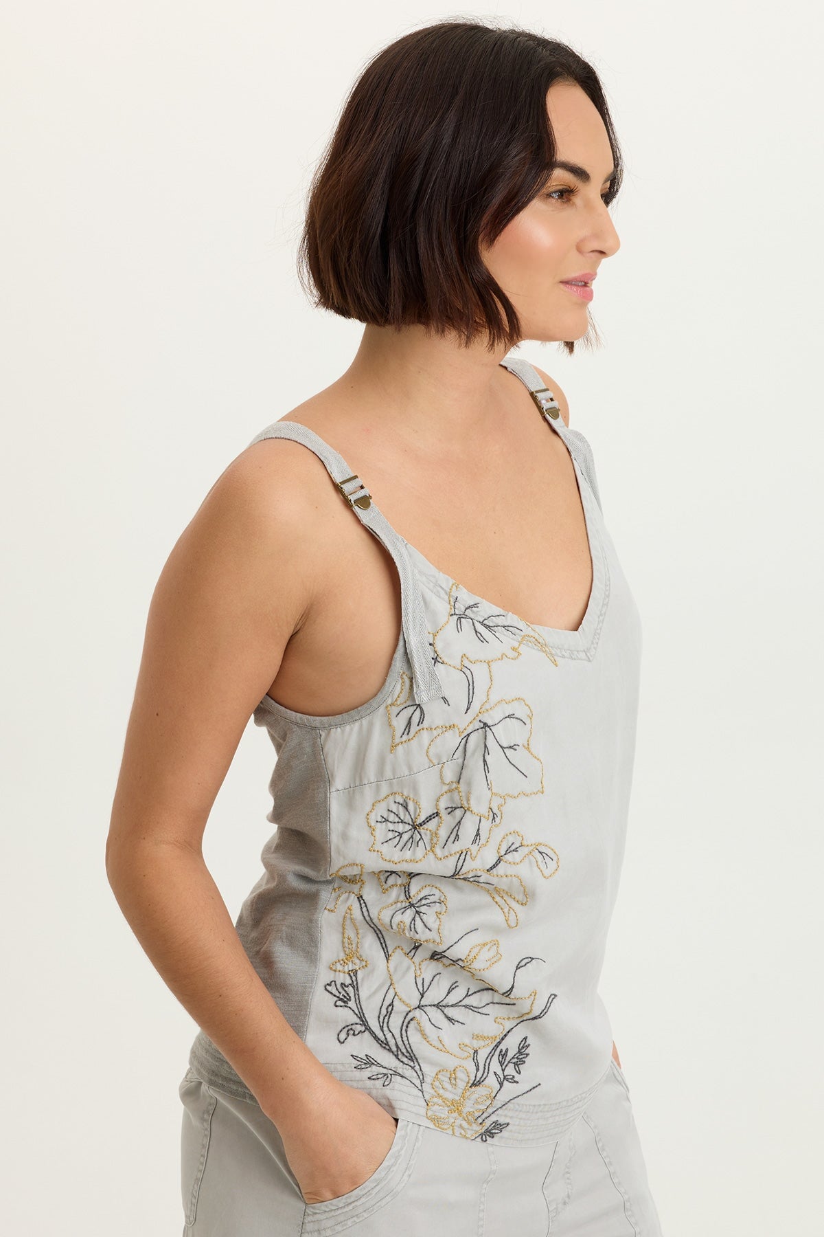 XCVI Embroidered Faizon Twill Tank 