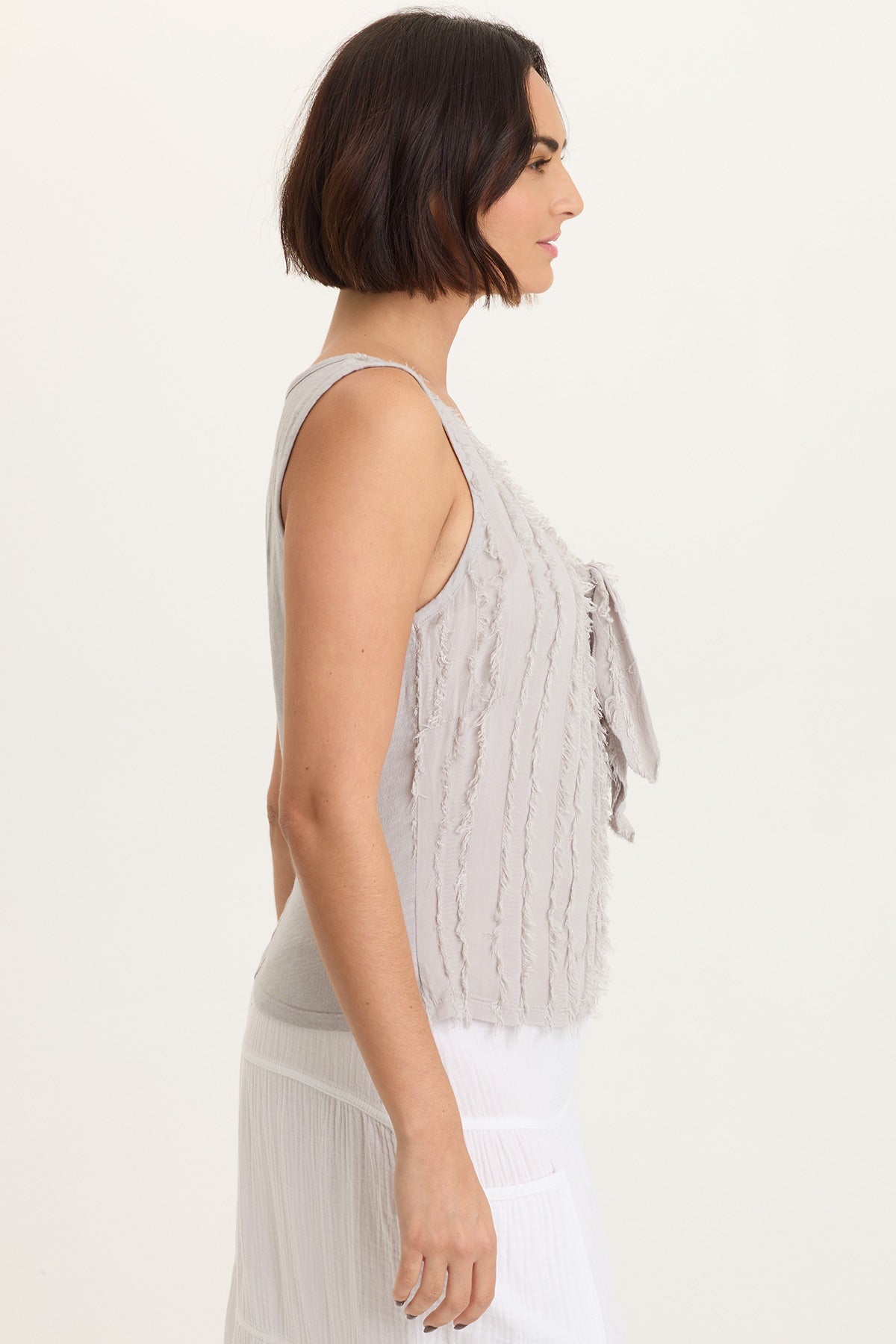 XCVI Brisa Stripe Voile Tie V-Neck Tank 
