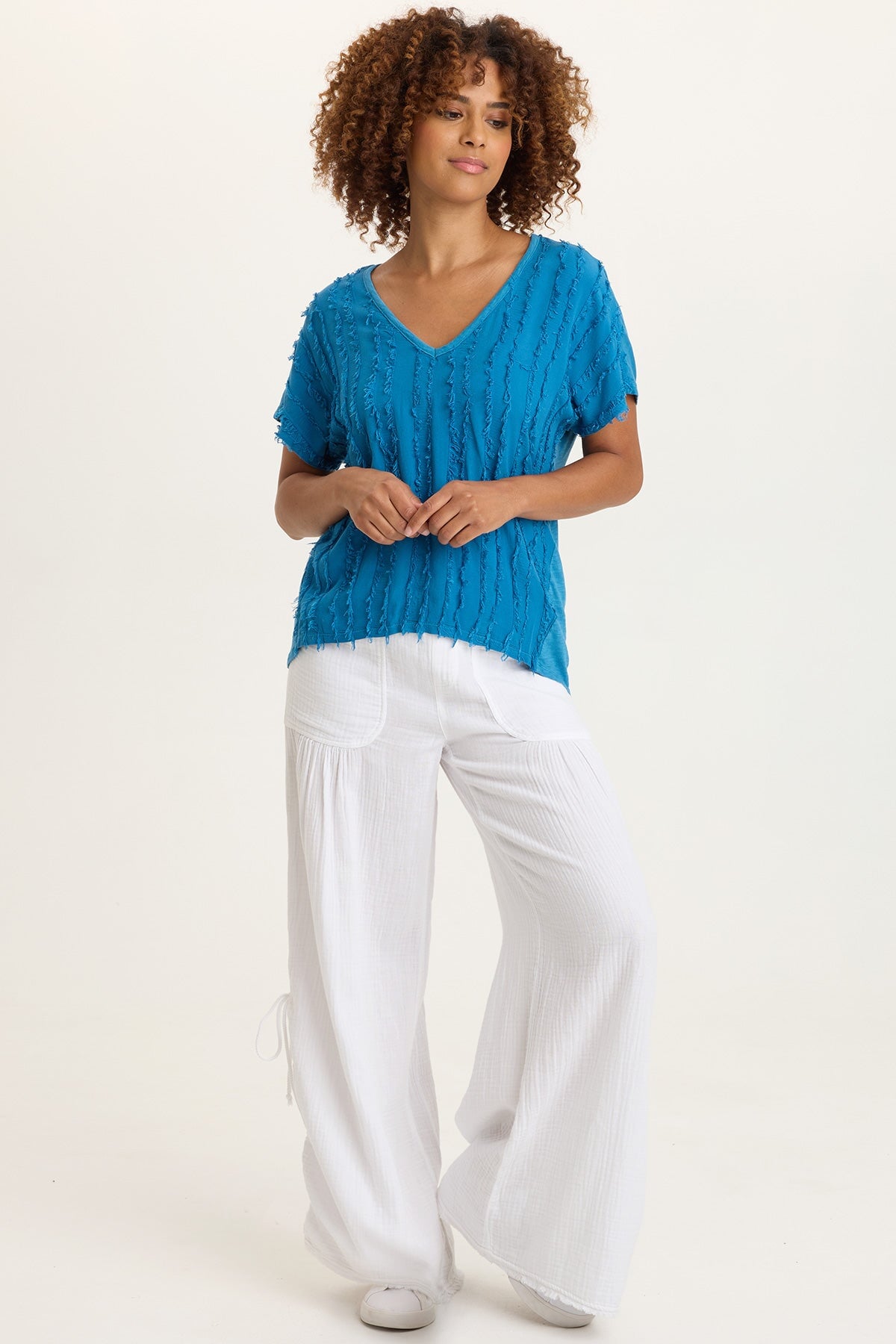 XCVI Zeph Stripe Voile Dolman Top 