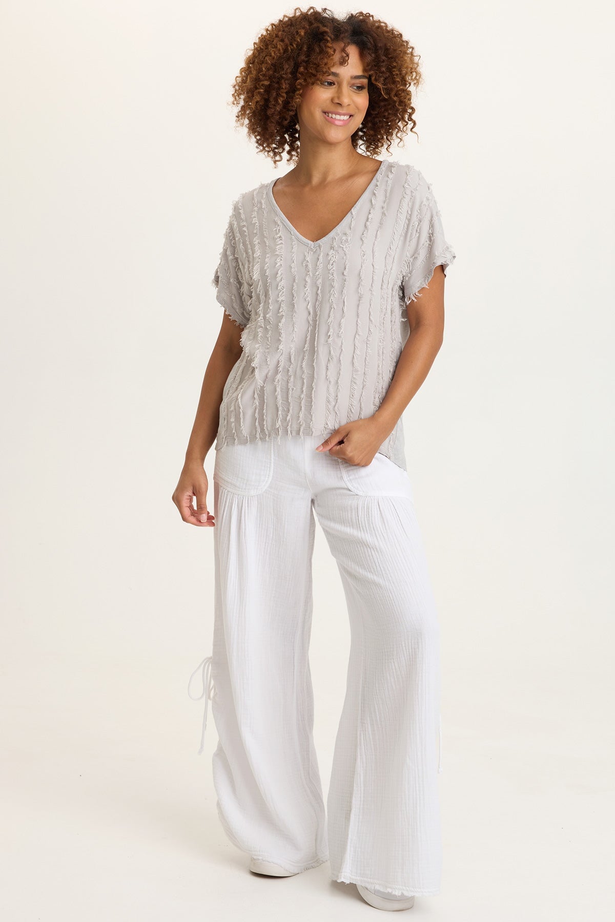 XCVI Zeph Stripe Voile Dolman Top 