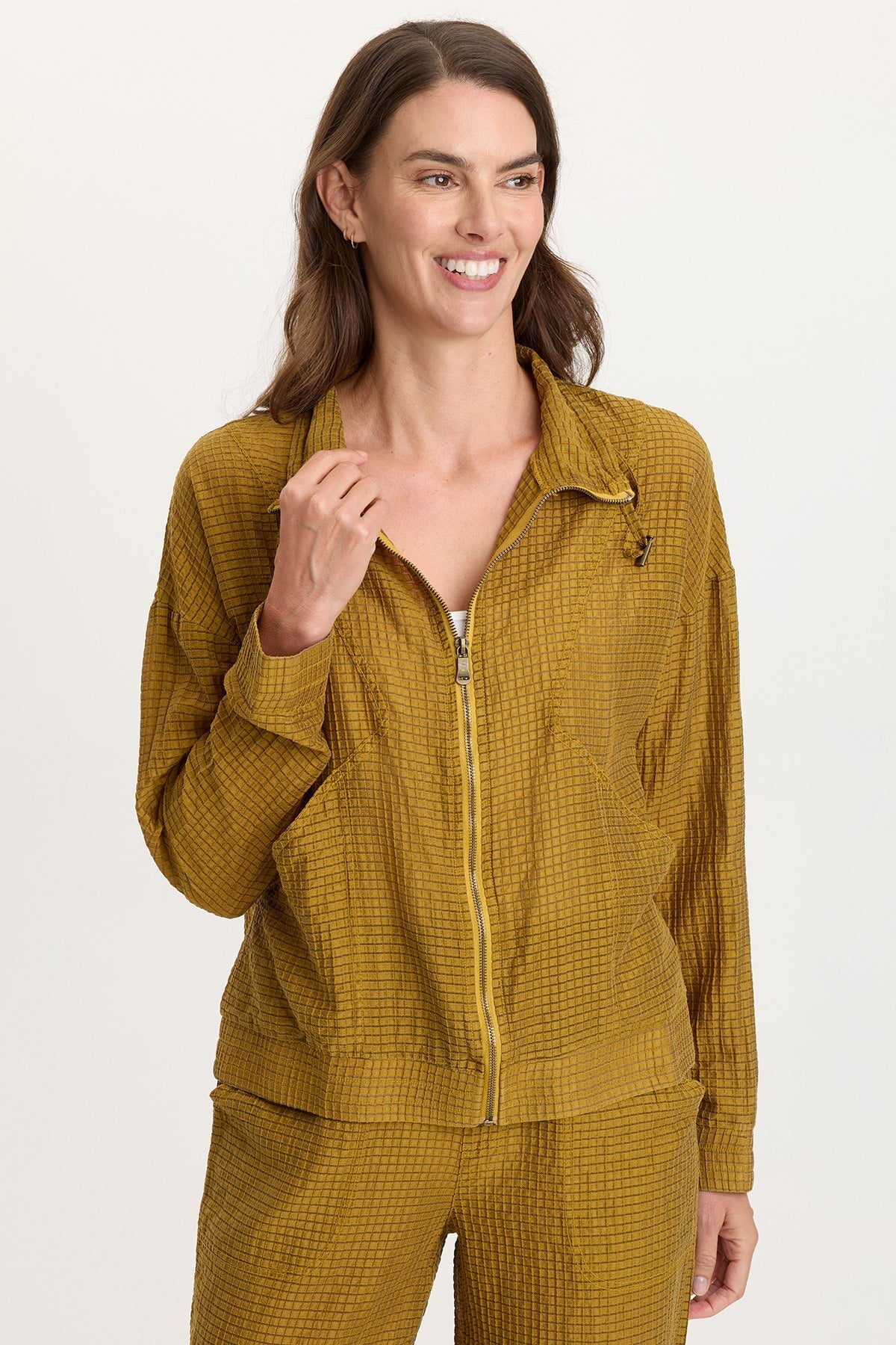 Ryker Waffle Weave Front Pocket Zip-Up Sporty Jacket