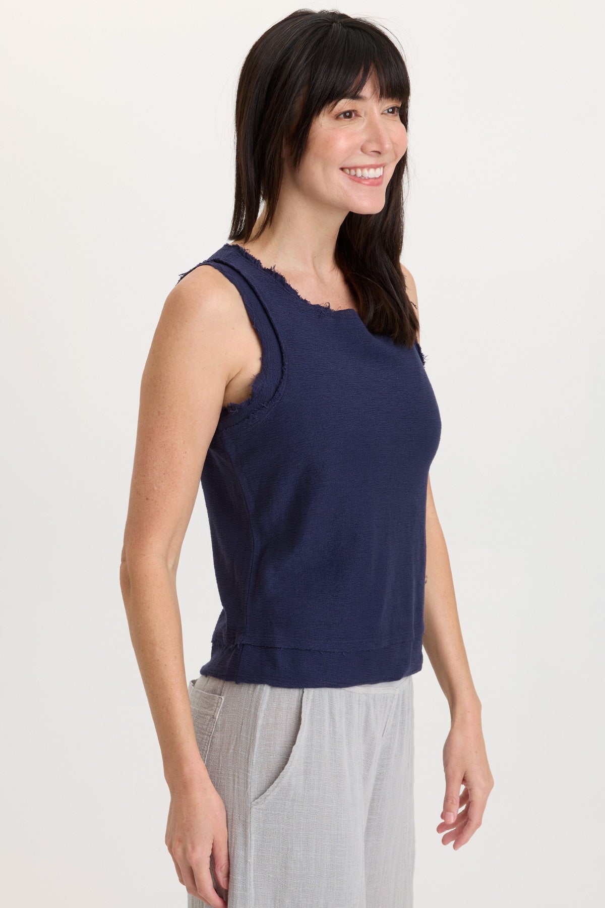 Wearables Ila Crepe Knit Raw Edge Tank 