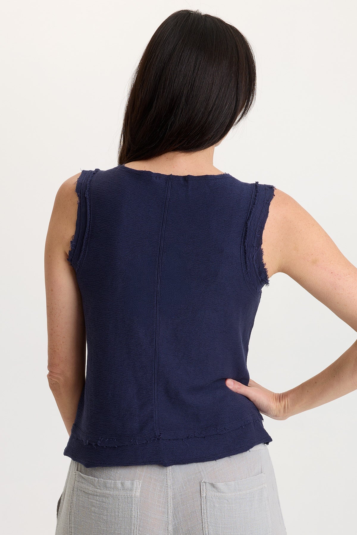 Wearables Ila Crepe Knit Raw Edge Tank 