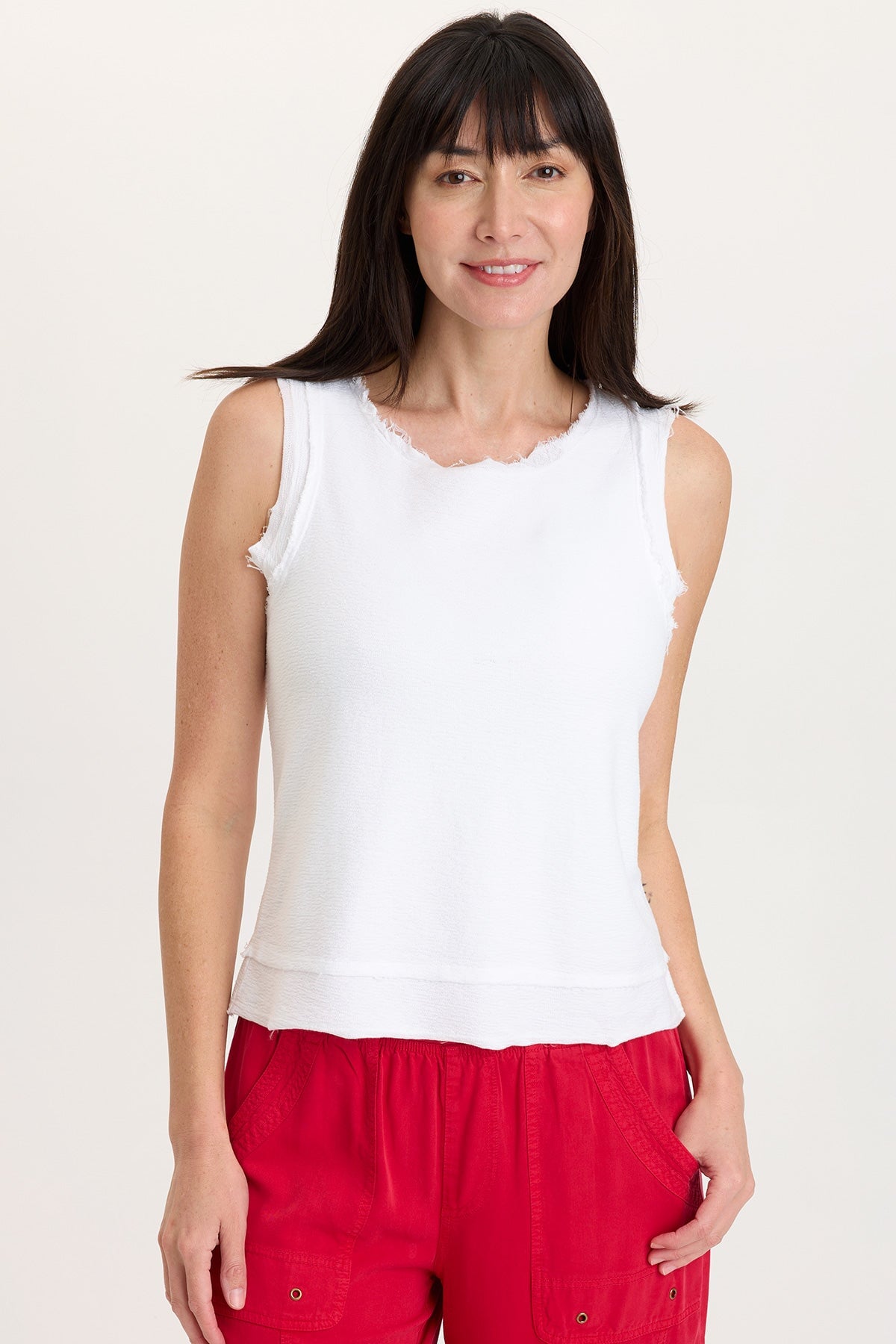 Wearables Ila Crepe Knit Raw Edge Tank 