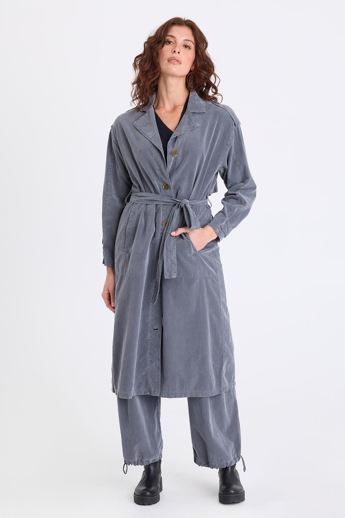 XCVI Harun Corduroy Belted Trench 