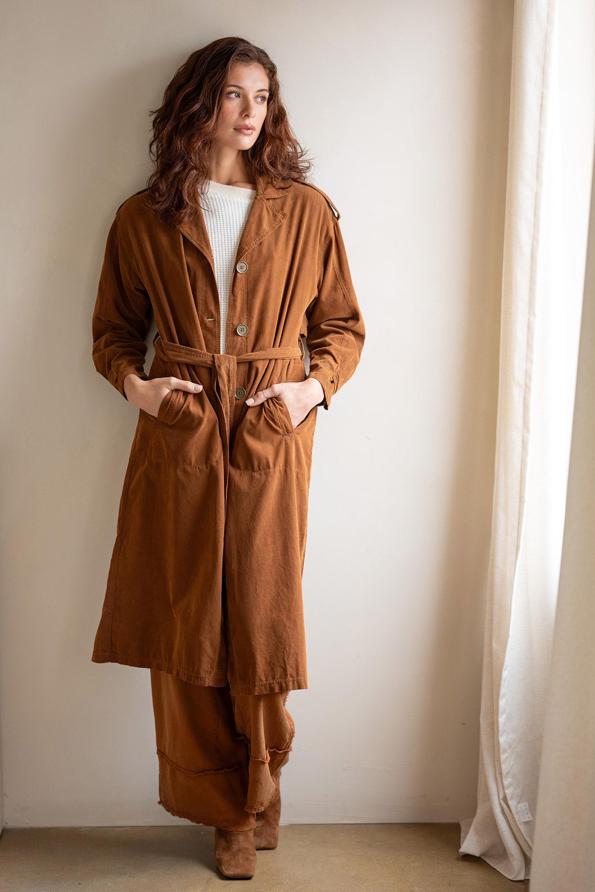Harun Corduroy Belted Trench