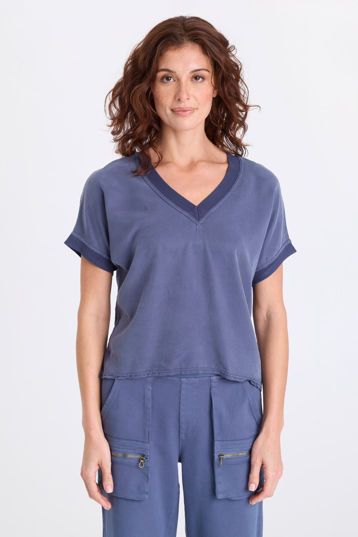 XCVI Hanno Soft Twill V-Neck Top 