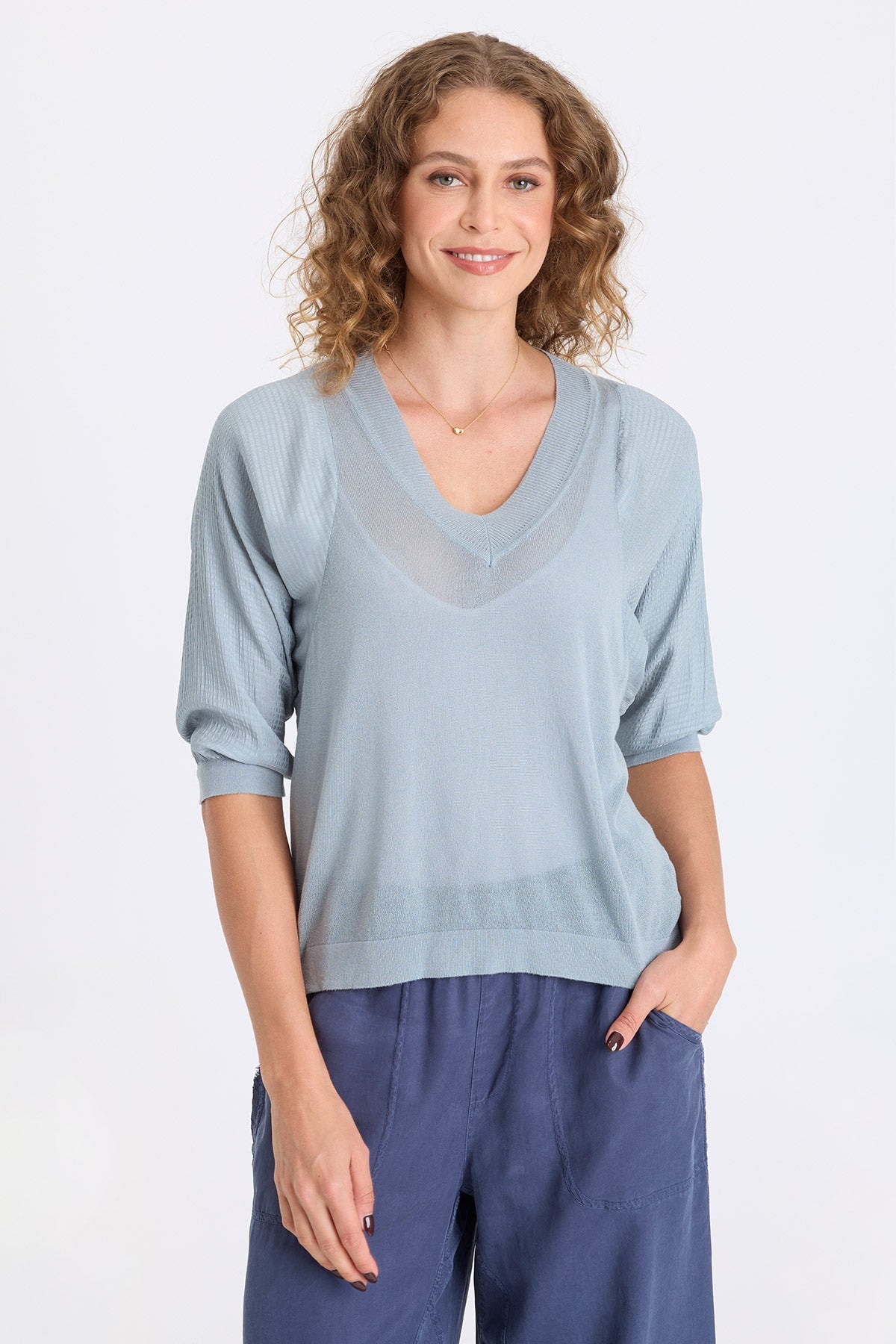 XCVI Mer Vivi Stripe V-Neck Top 