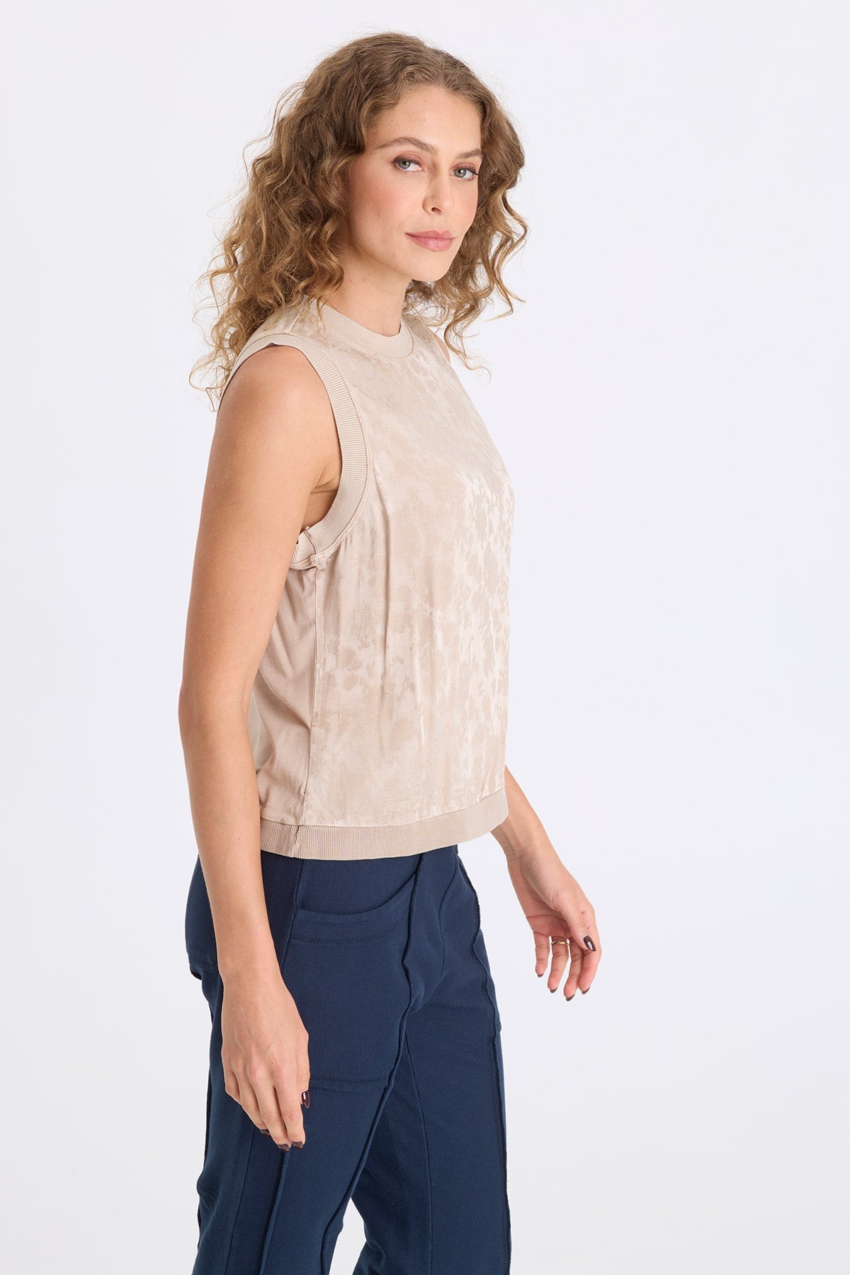 XCVI Helios Textured Satin Tank 