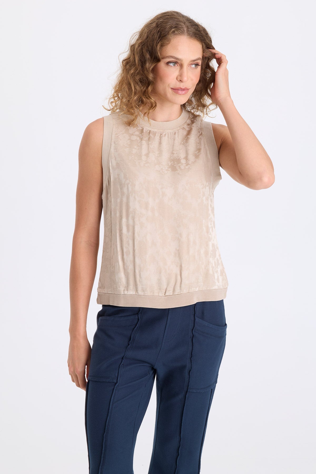 XCVI Helios Textured Satin Tank 