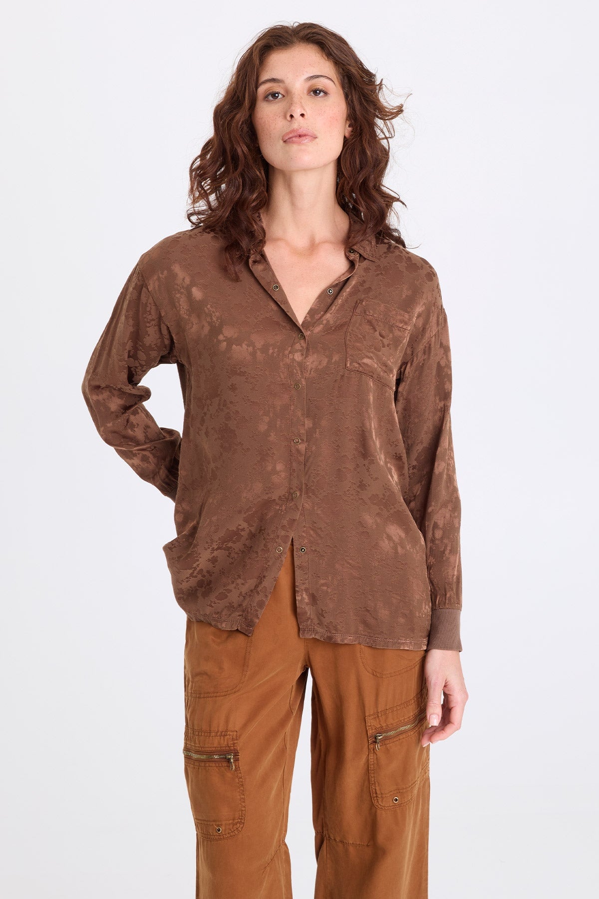 XCVI Neptune Textured Satin Blouse 