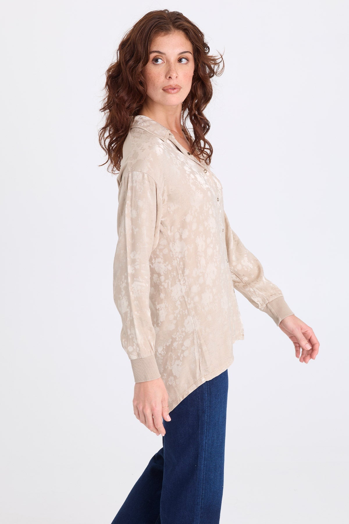 XCVI Neptune Textured Satin Blouse 