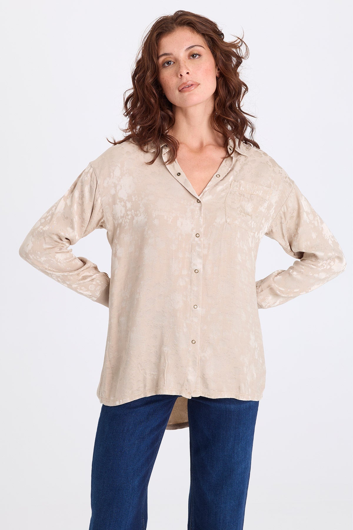 XCVI Neptune Textured Satin Blouse 