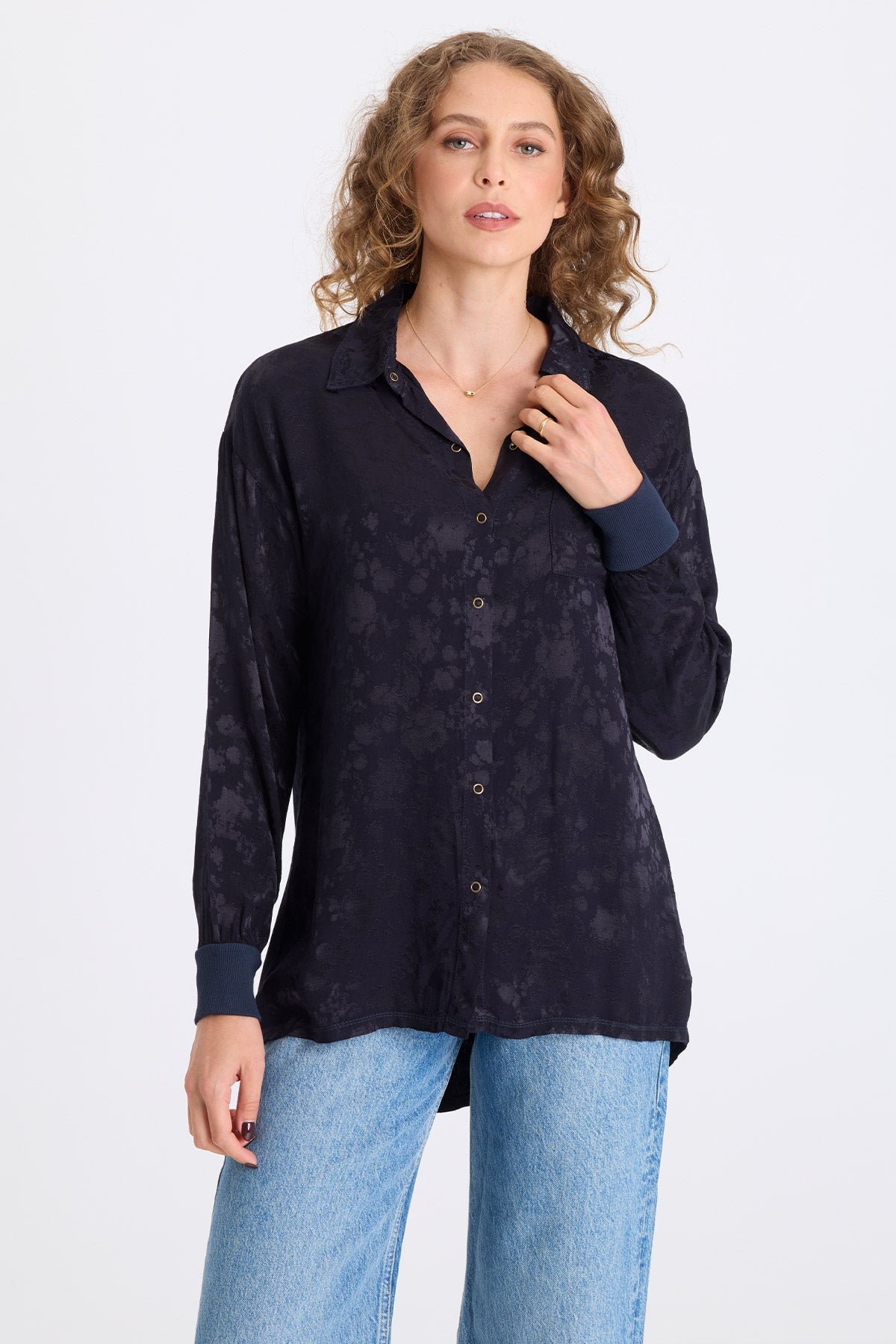 XCVI Neptune Textured Satin Blouse 