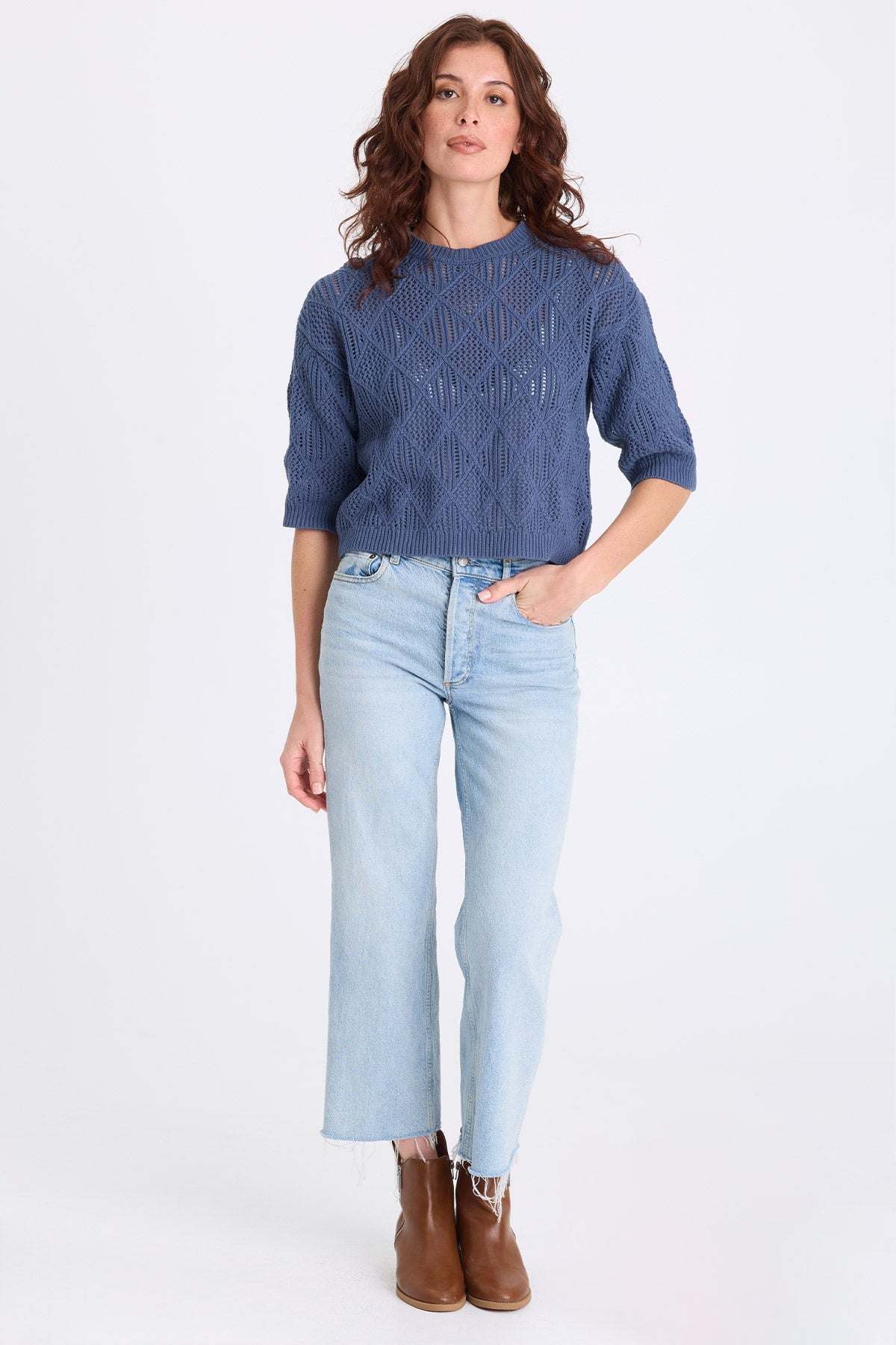 XCVI Halima Cotton Open-Knit Pullover 