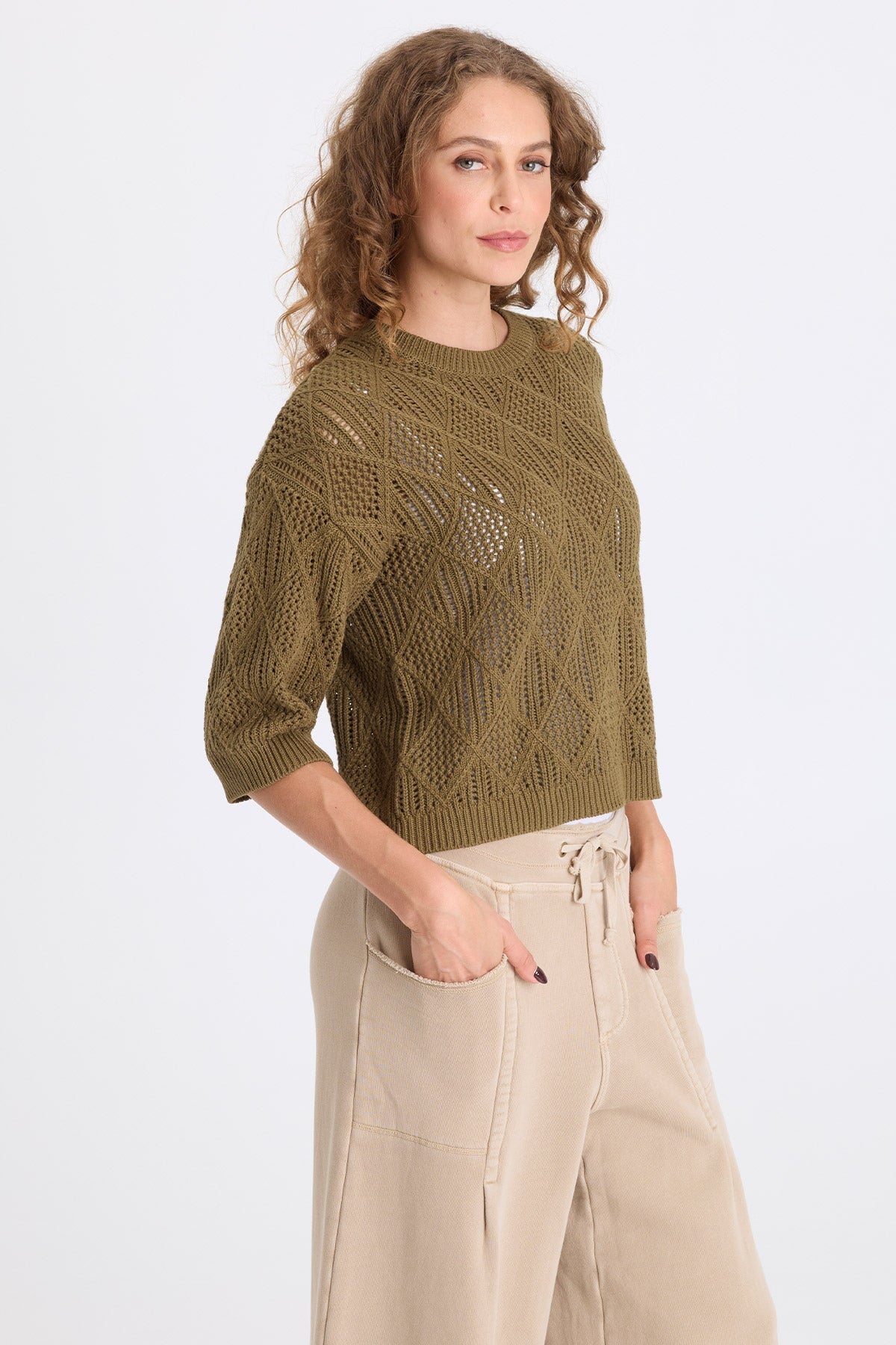 XCVI Halima Cotton Open-Knit Pullover 