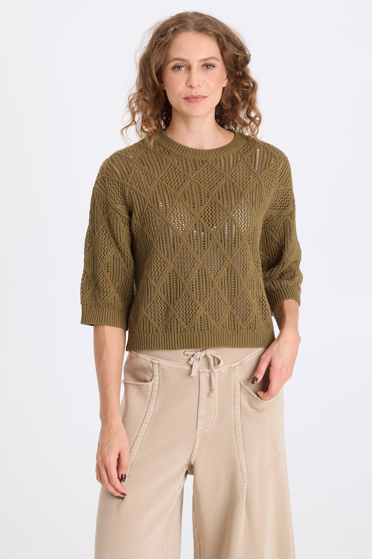 XCVI Halima Cotton Open-Knit Pullover 