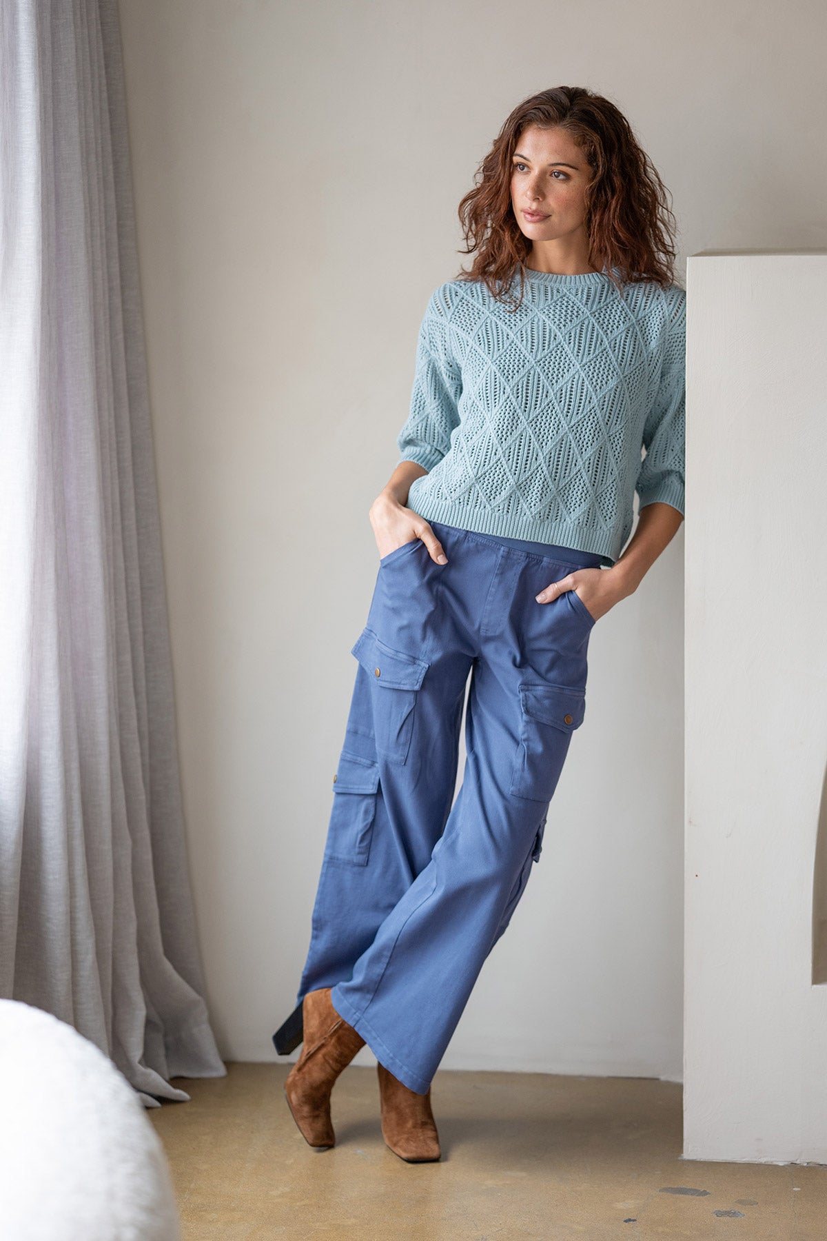 Halima Cotton Open-Knit Pullover