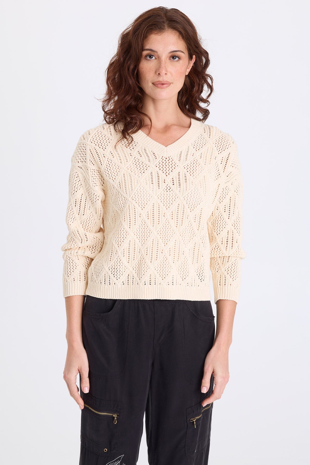 XCVI Agrippa Cotton Open Knit Pullover 